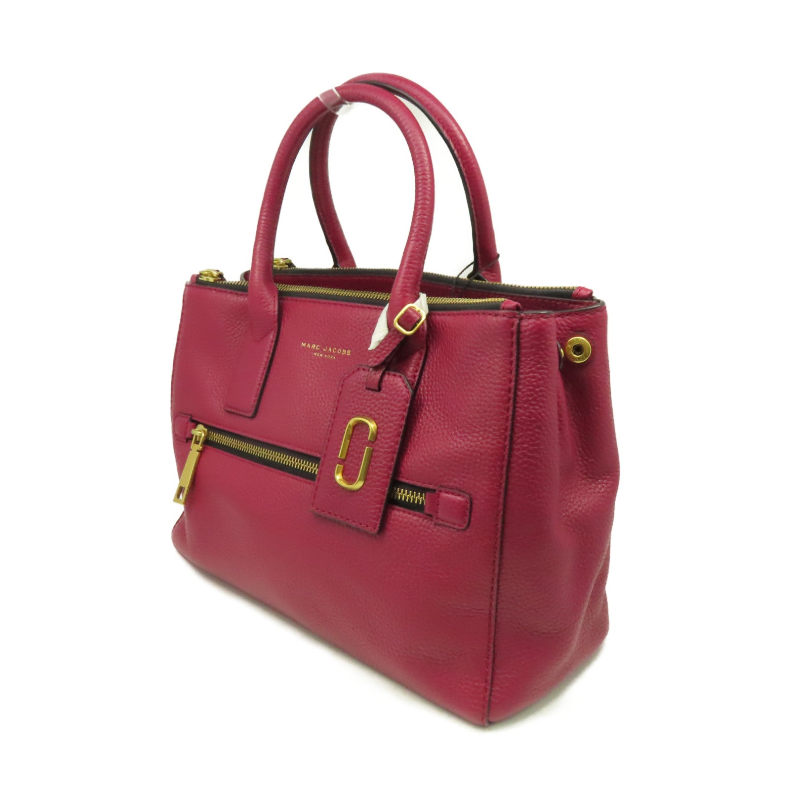 MARC JACOBS 牛皮皮革2 Way Shoulder Bag金扣手挽肩背兩用袋酒紅色