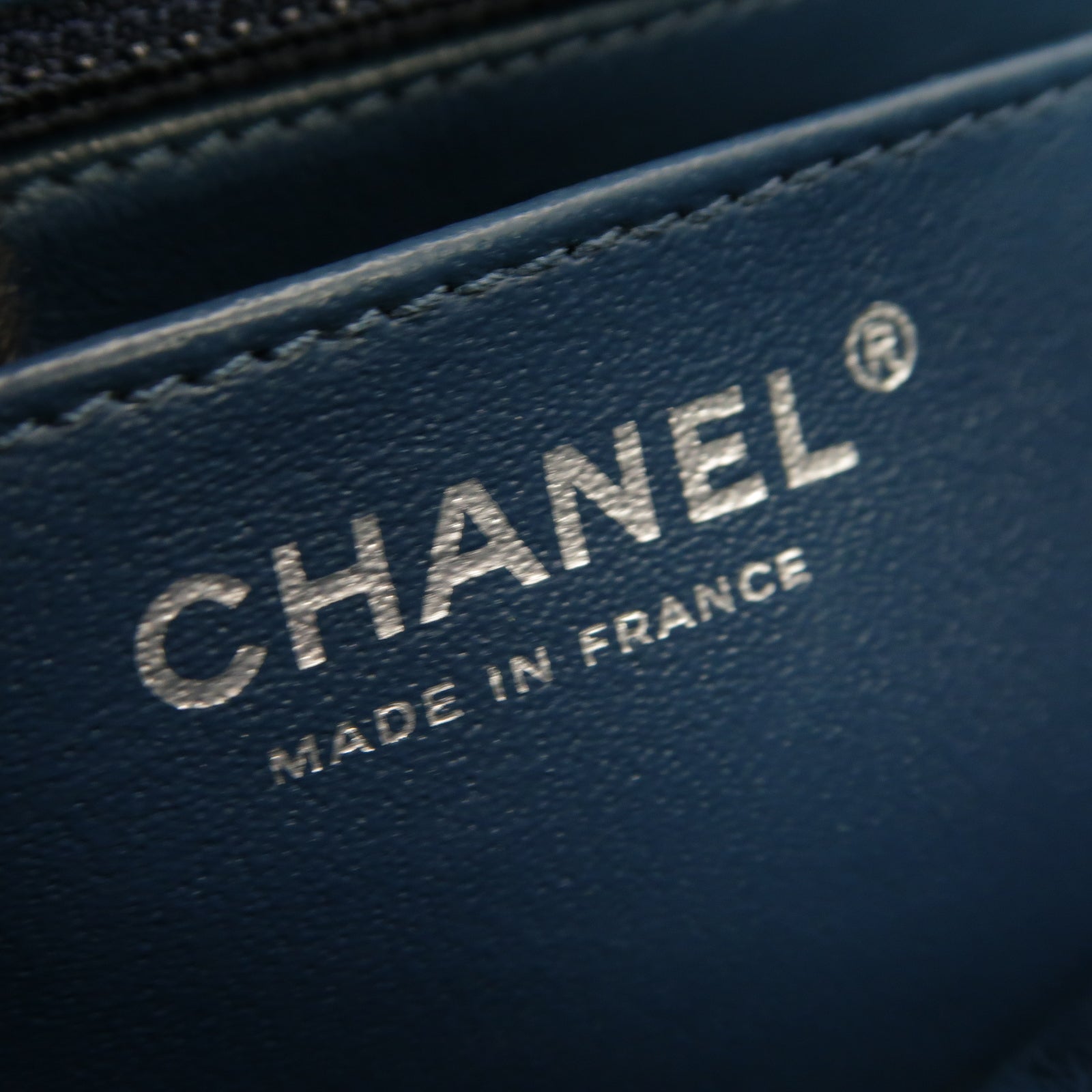 CHANEL 菱格羊皮皮革Chain Shoulder Bag銀扣鏈帶肩背袋藍色