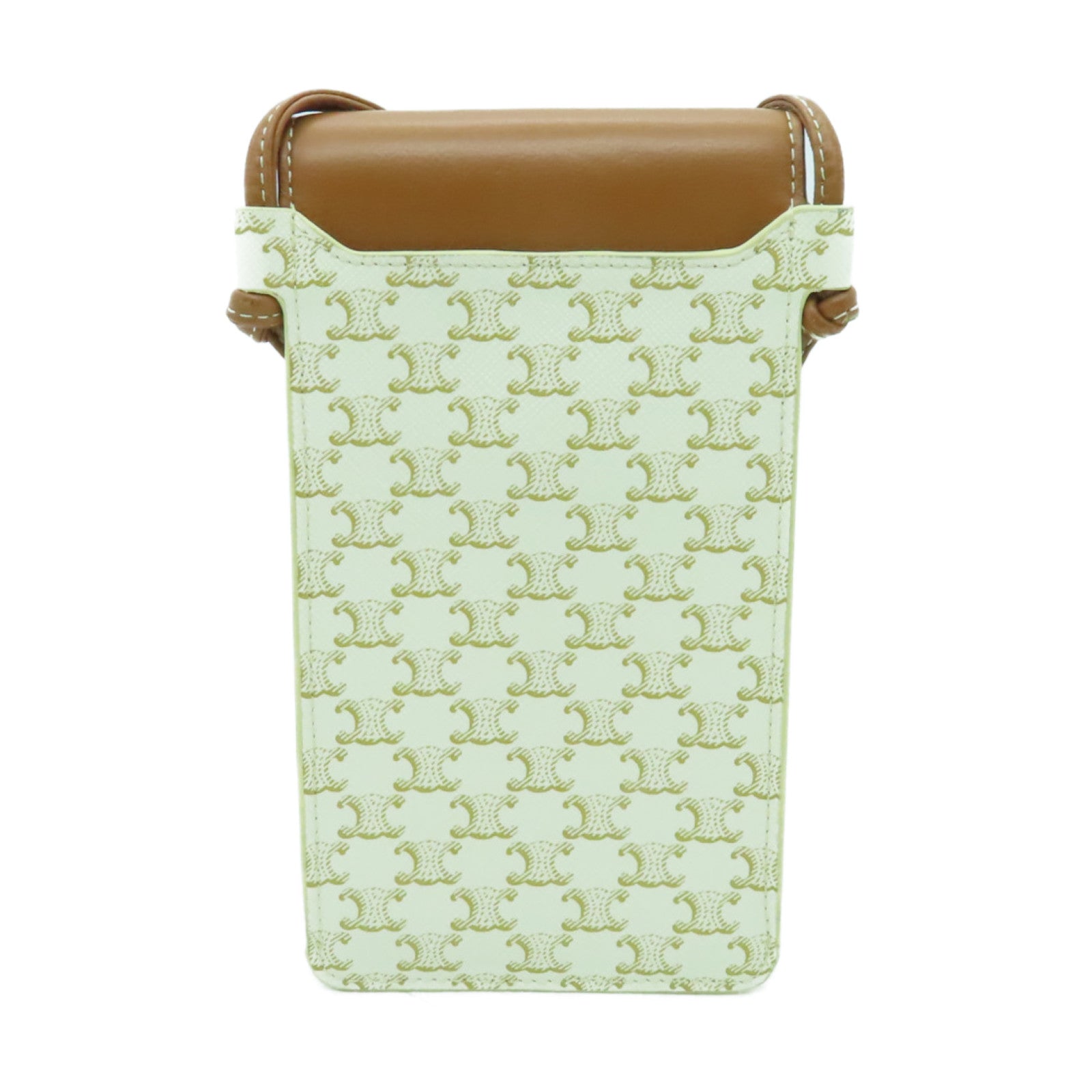 CELINE 塗層帆布Triomphere Phone Bag肩背袋棕色