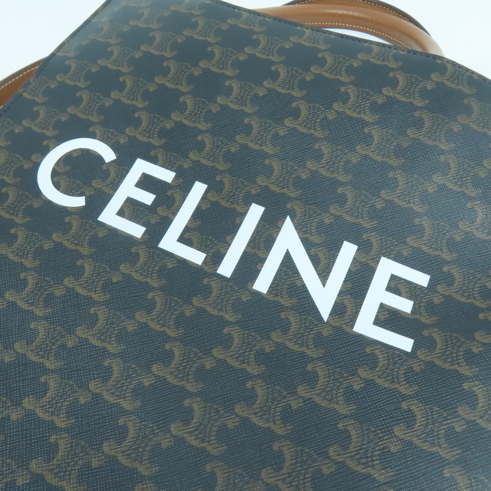CELINE 塗層帆布2 Way Shoulder金扣手挽肩背兩用袋啡色