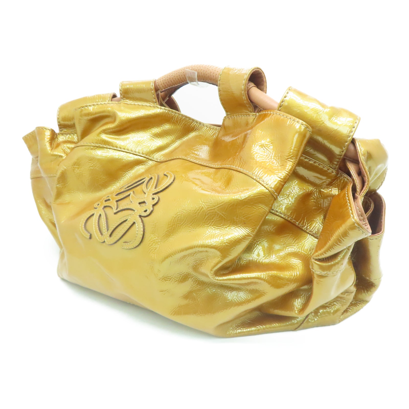 LOEWE 漆皮皮革Hand Bag金扣手挽袋金色