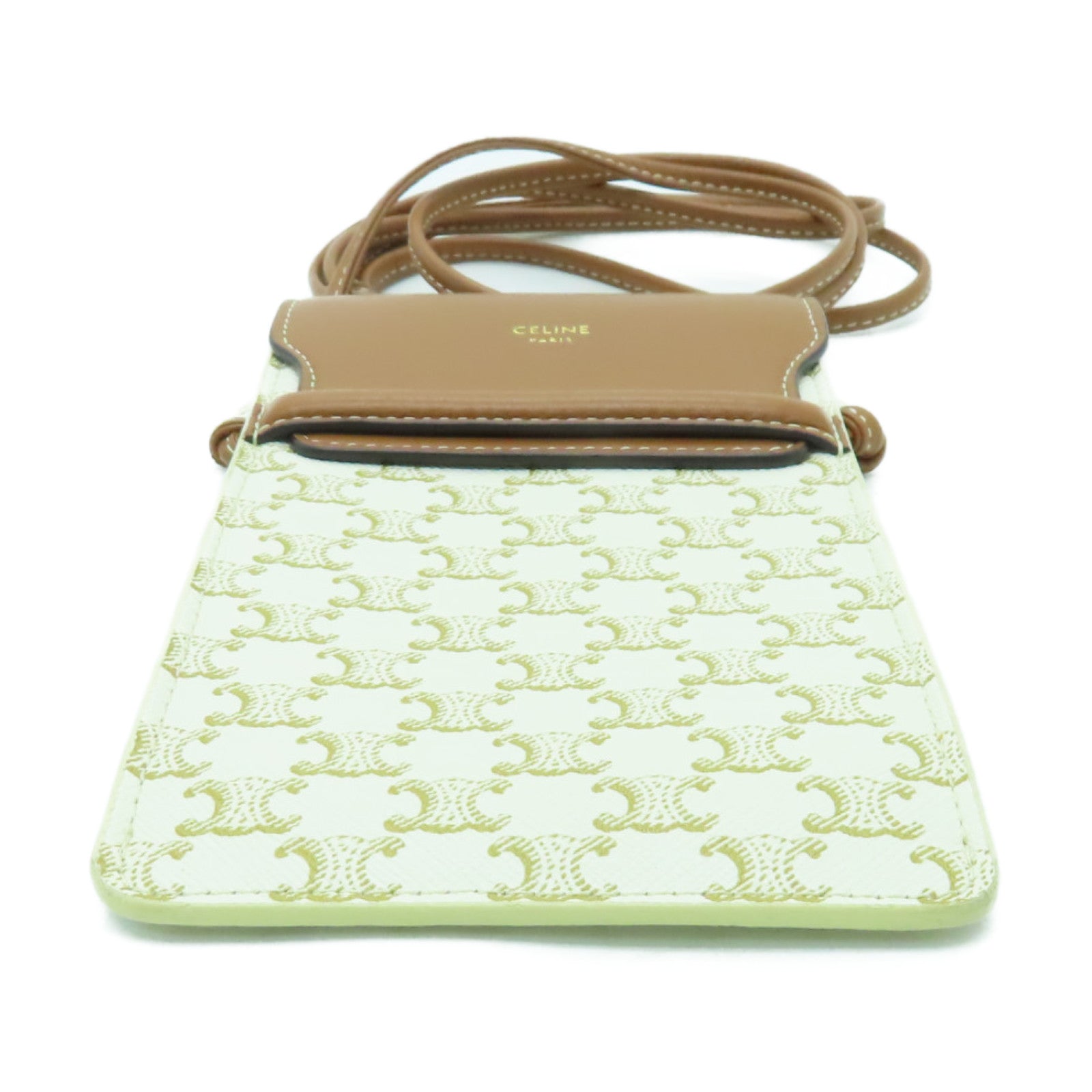 CELINE 塗層帆布Triomphere Phone Bag肩背袋棕色