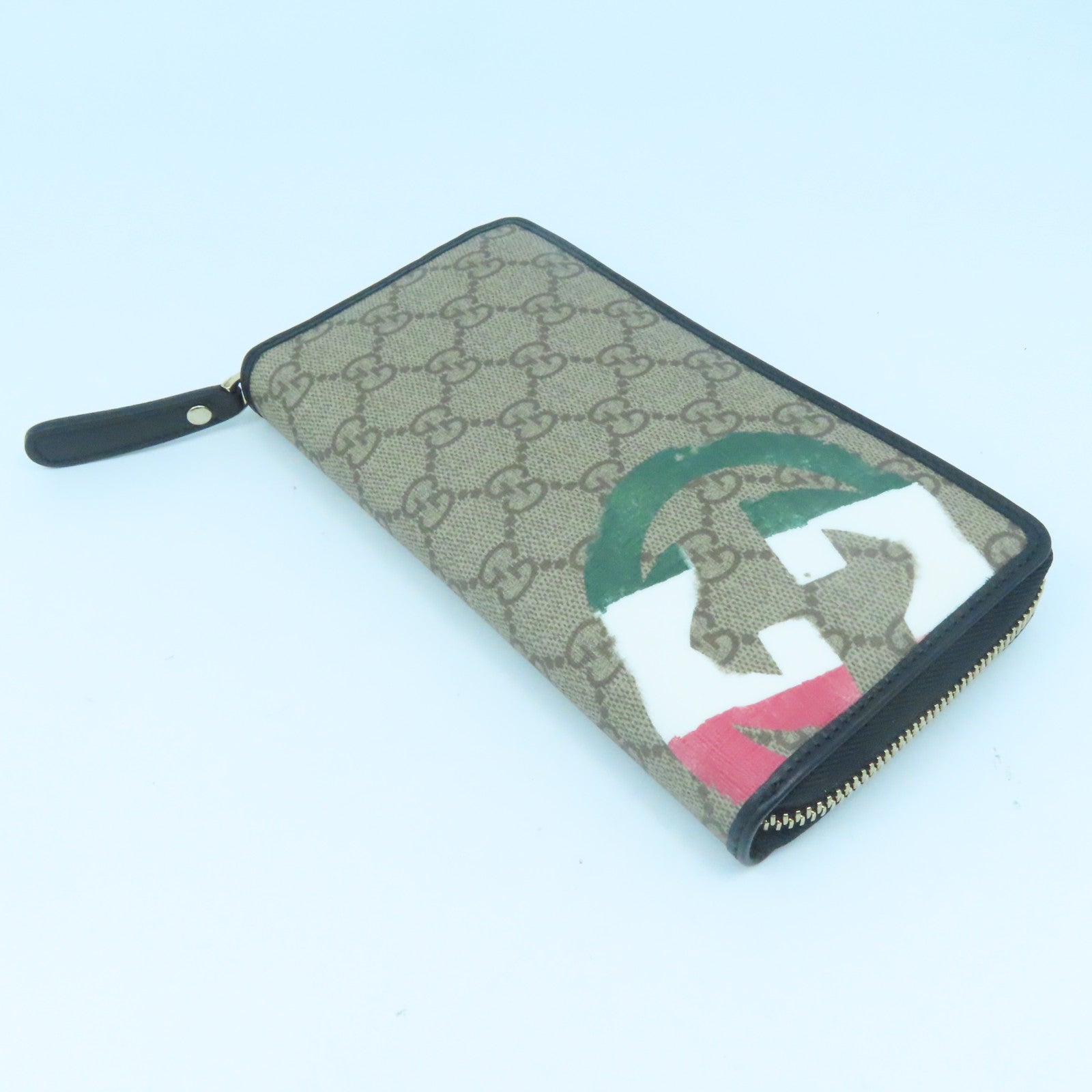 GUCCI 涂层皮革Round Wallet金扣长钱包啡色