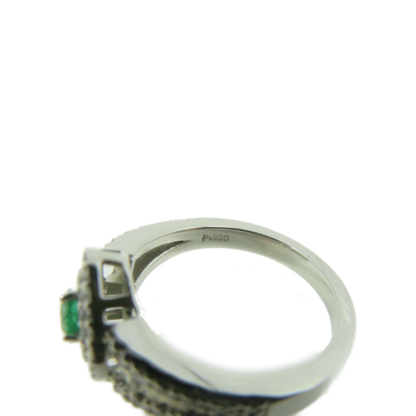 JEWELRY 【激減優惠】PT900鉑金/0.18ct綠寶石/0.43ct鑽石Emerald Ring戒指US#5.75