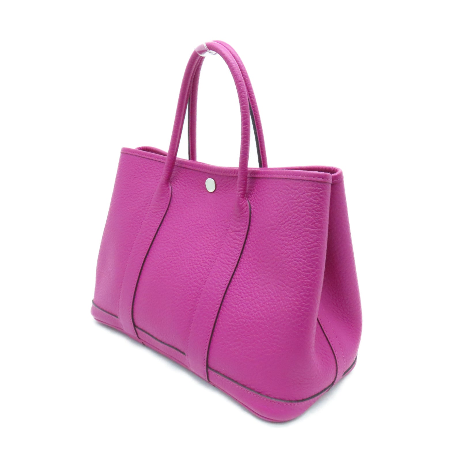 HERMES Negonda皮革Garden Party TPM银扣手挽袋Rose Purple紫色