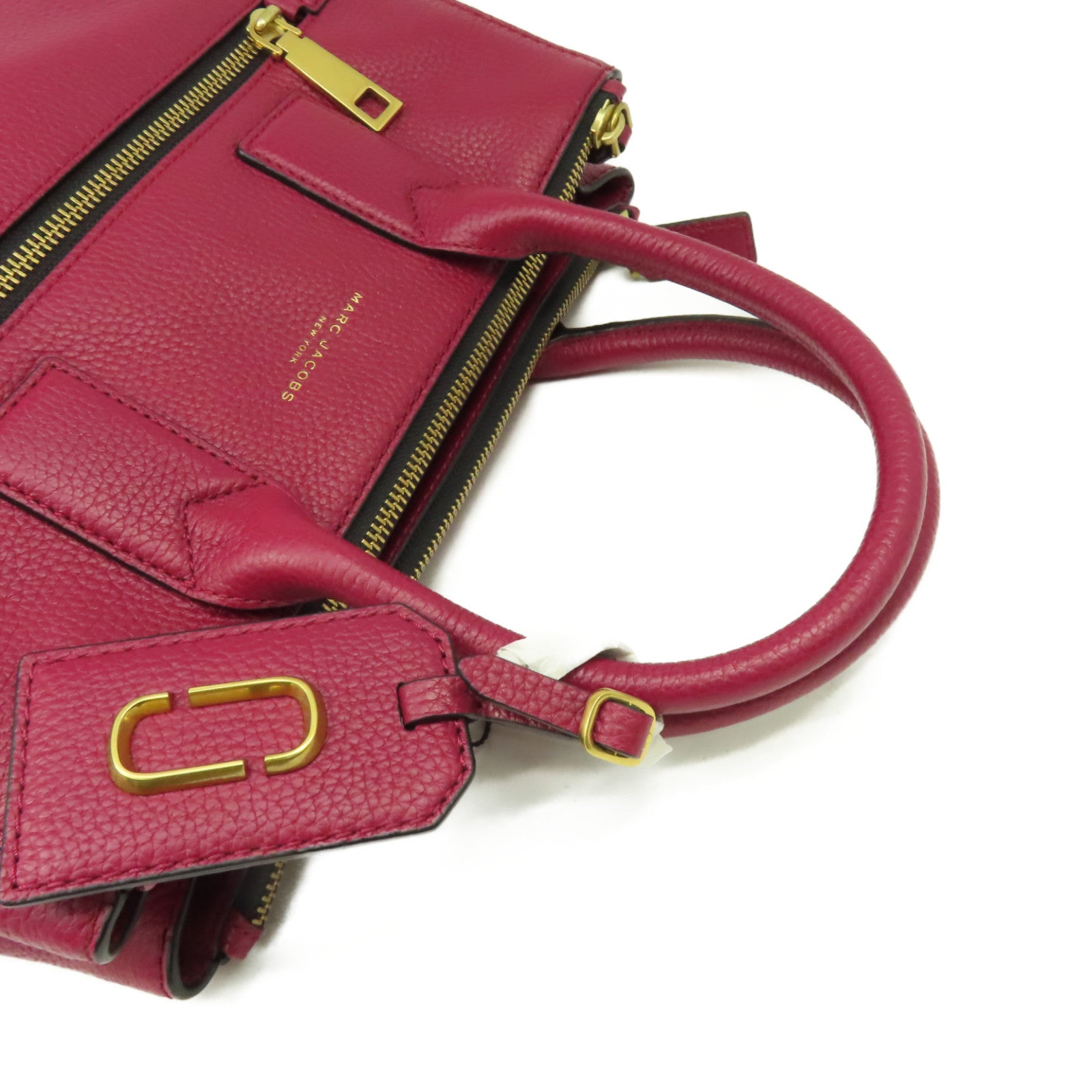 MARC JACOBS 牛皮皮革2 Way Shoulder Bag金扣手挽肩背兩用袋酒紅色