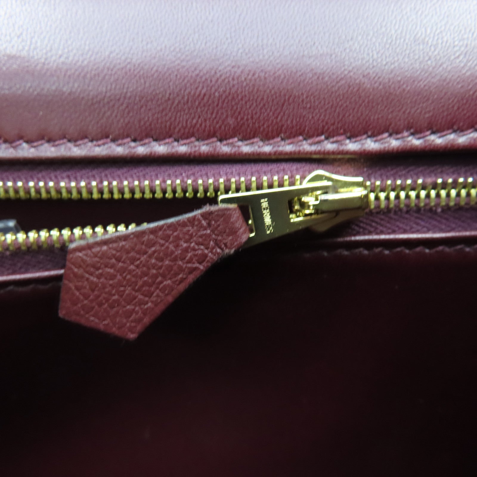 HERMES Evercolor Leather Constance 24 Gold Buckle Shoulder Bag Burgundy