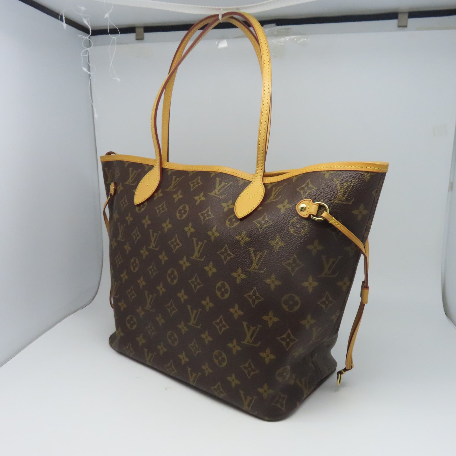 LOUIS VUITTON Monogram Neverfull金扣手挽袋棕色