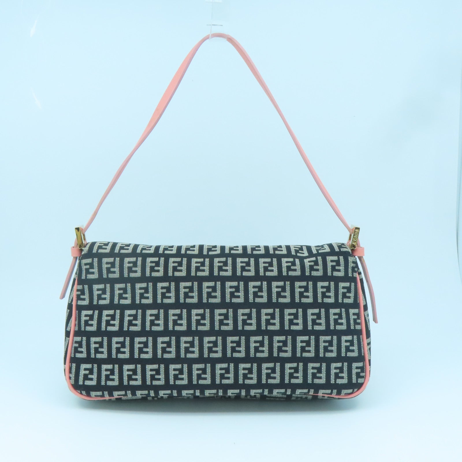 FENDI 帆布Shoulder Bag金扣肩背袋黑色/粉紅色