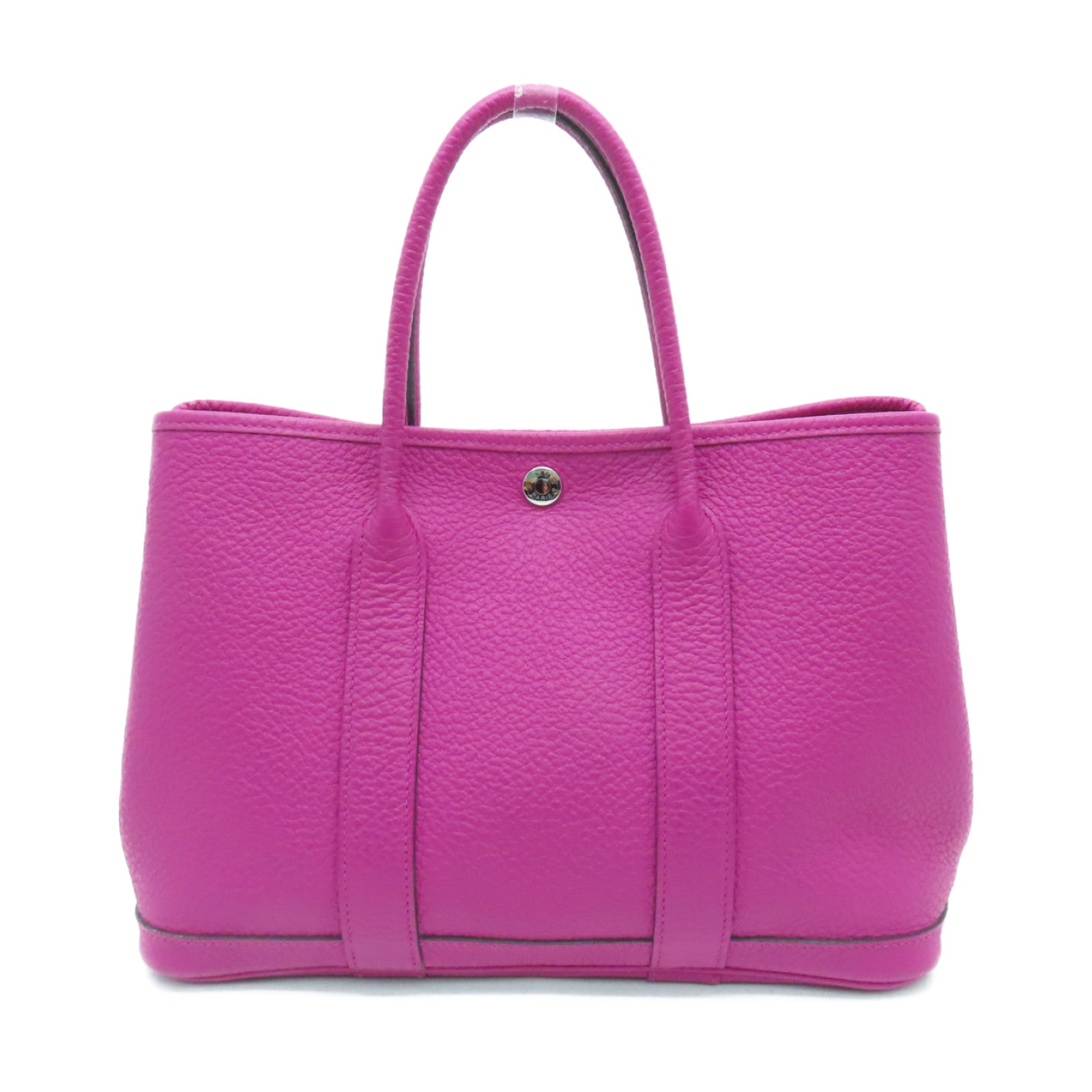 HERMES Negonda皮革Garden Party TPM银扣手挽袋Rose Purple紫色