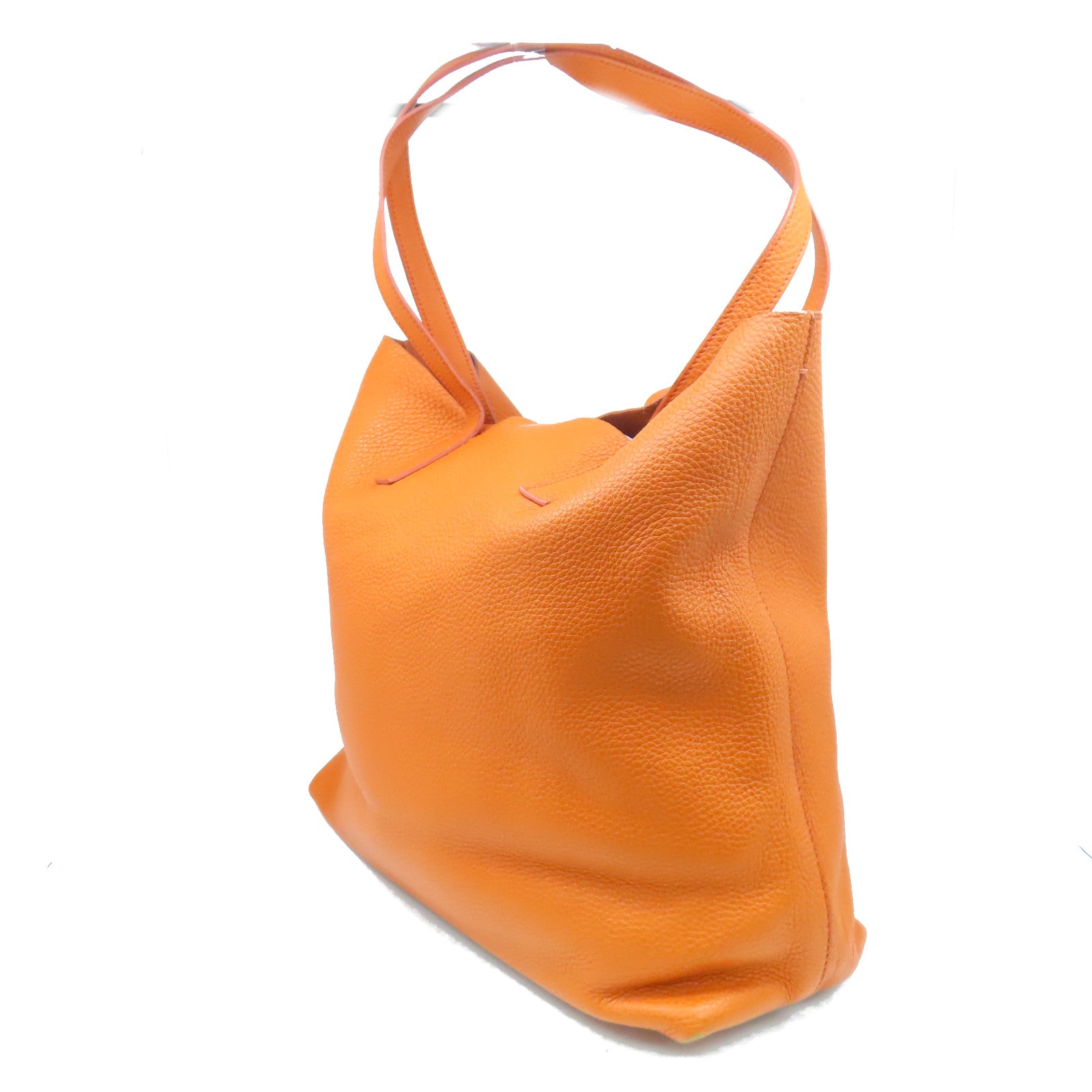 PRADA cowhide leather Tote Bag gold buckle handle bag orange