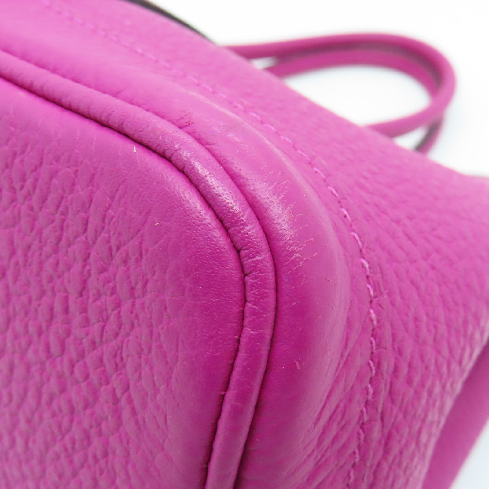HERMES Negonda皮革Garden Party TPM银扣手挽袋Rose Purple紫色