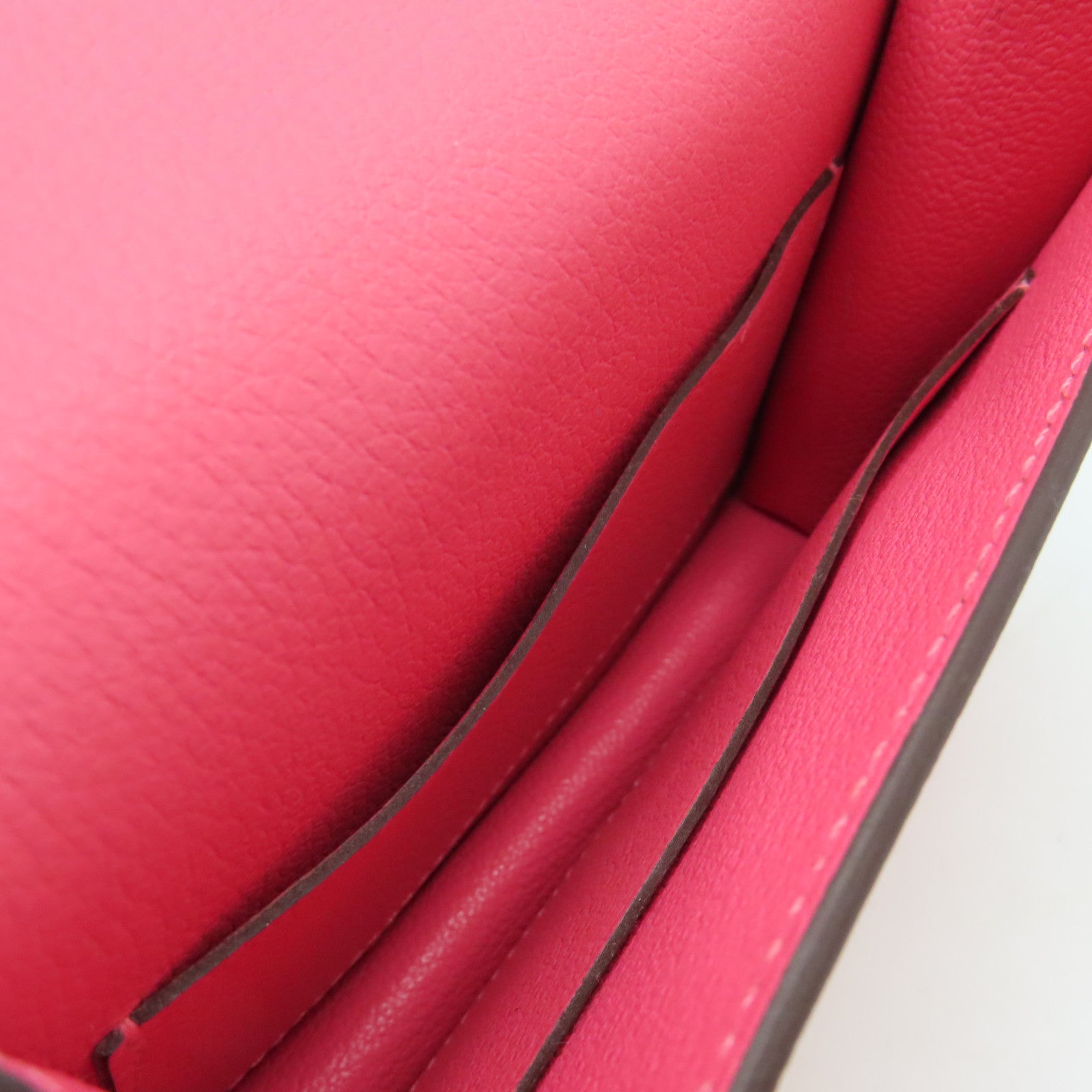 HERMES Evercolor皮革Roulis Slim Pouch銀扣錢包/手拿包Rose Azalee杜鵑粉色