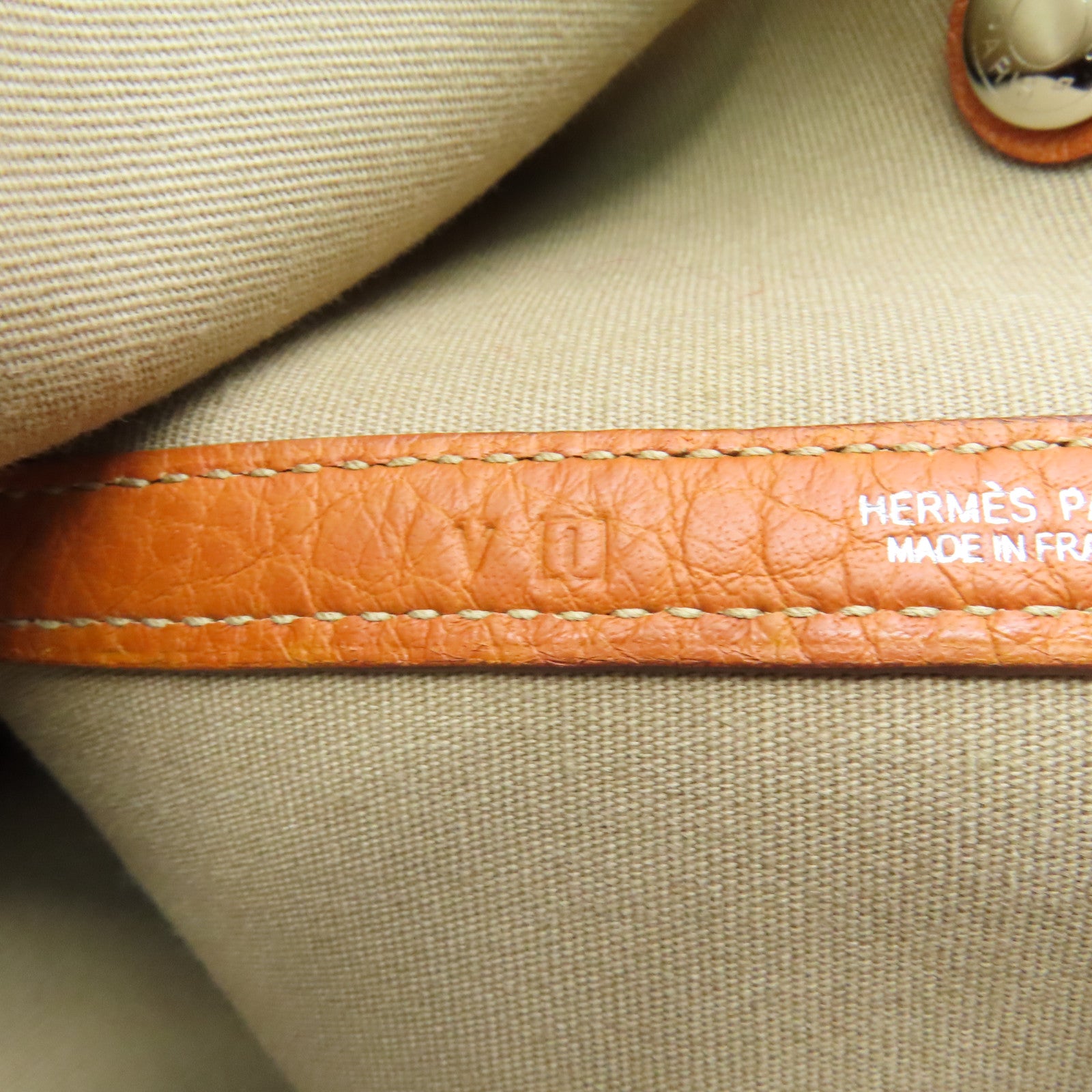 HERMES 帆布Garden Party PM银扣手挽袋橙色