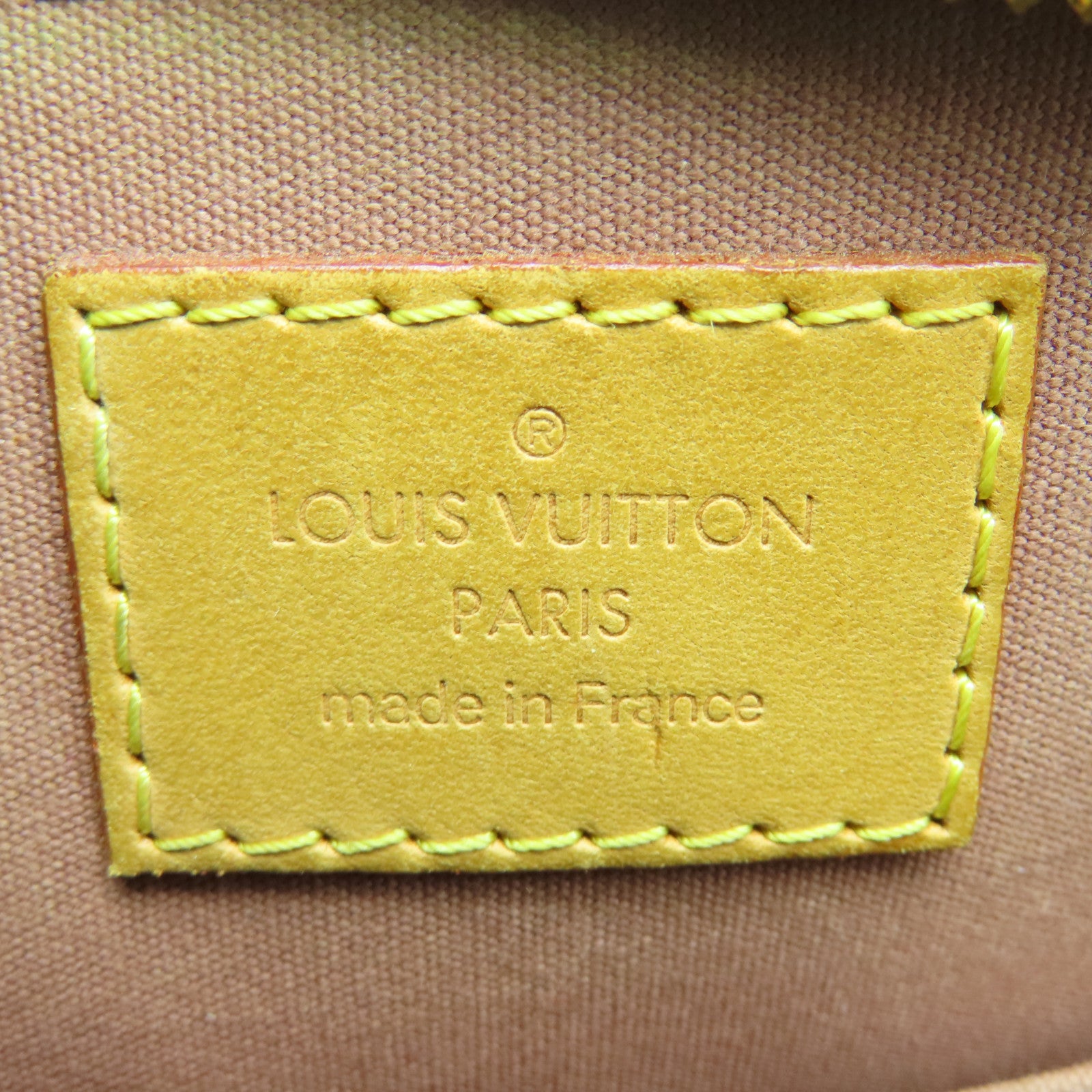 LOUIS VUITTON Monogram Vernis Alma BB gold buckle handle shoulder bag brown