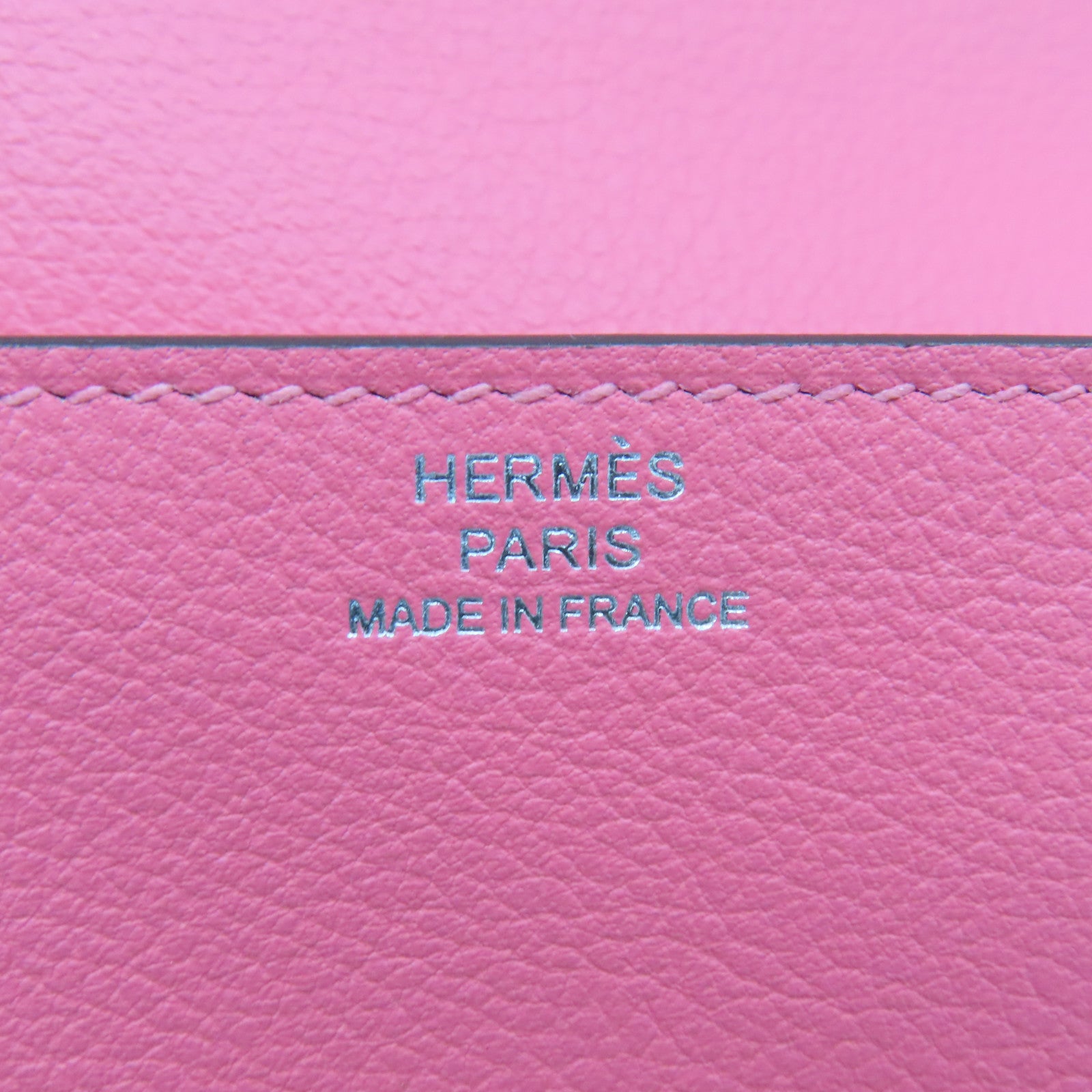 HERMES Evercolor皮革Roulis Slim Pouch銀扣錢包/手拿包Rose Azalee杜鵑粉色