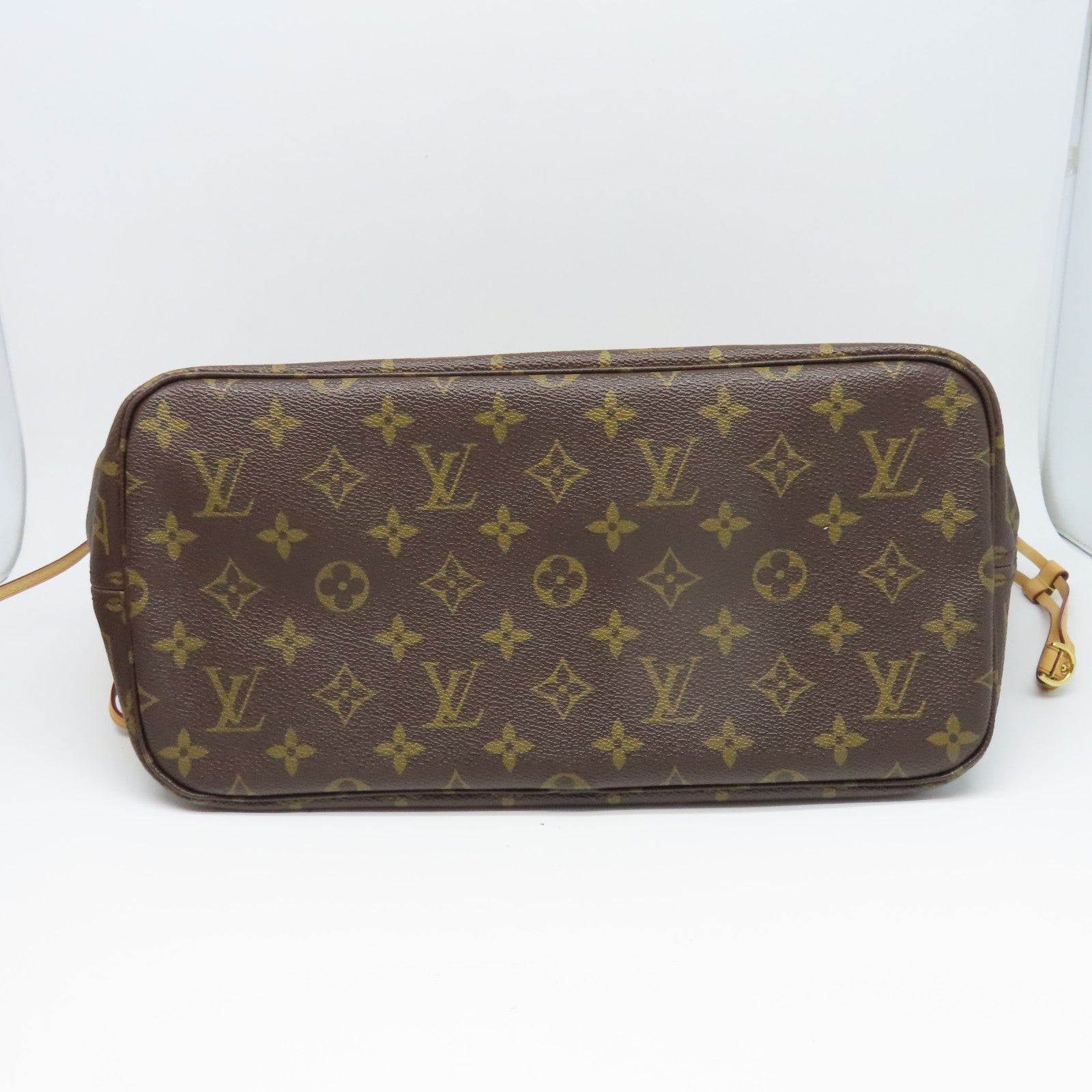 LOUIS VUITTON Monogram Neverfull金扣手挽袋棕色