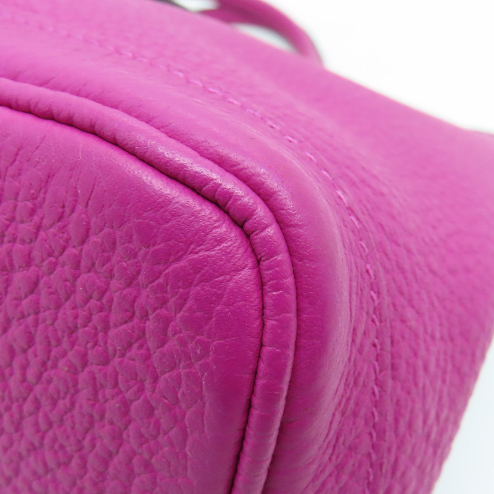 HERMES Negonda皮革Garden Party TPM银扣手挽袋Rose Purple紫色
