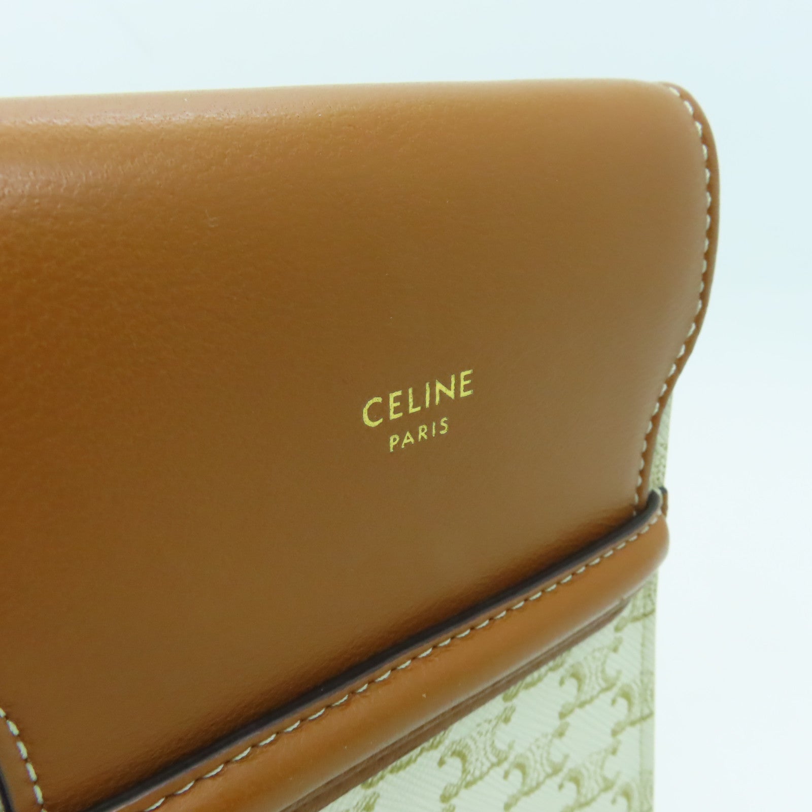 CELINE 塗層帆布Triomphere Phone Bag肩背袋棕色