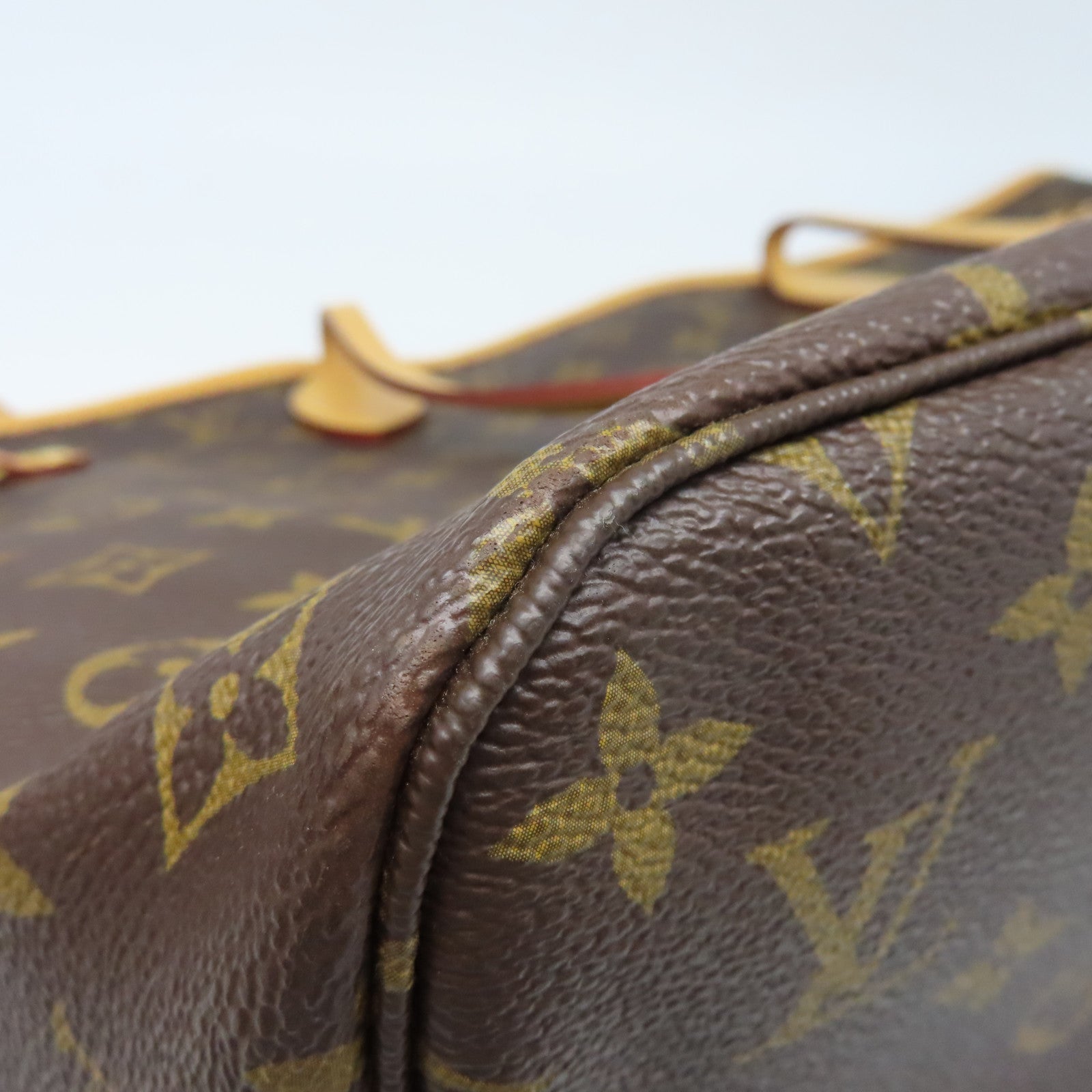 LOUIS VUITTON Monogram Neverfull金扣手挽袋棕色