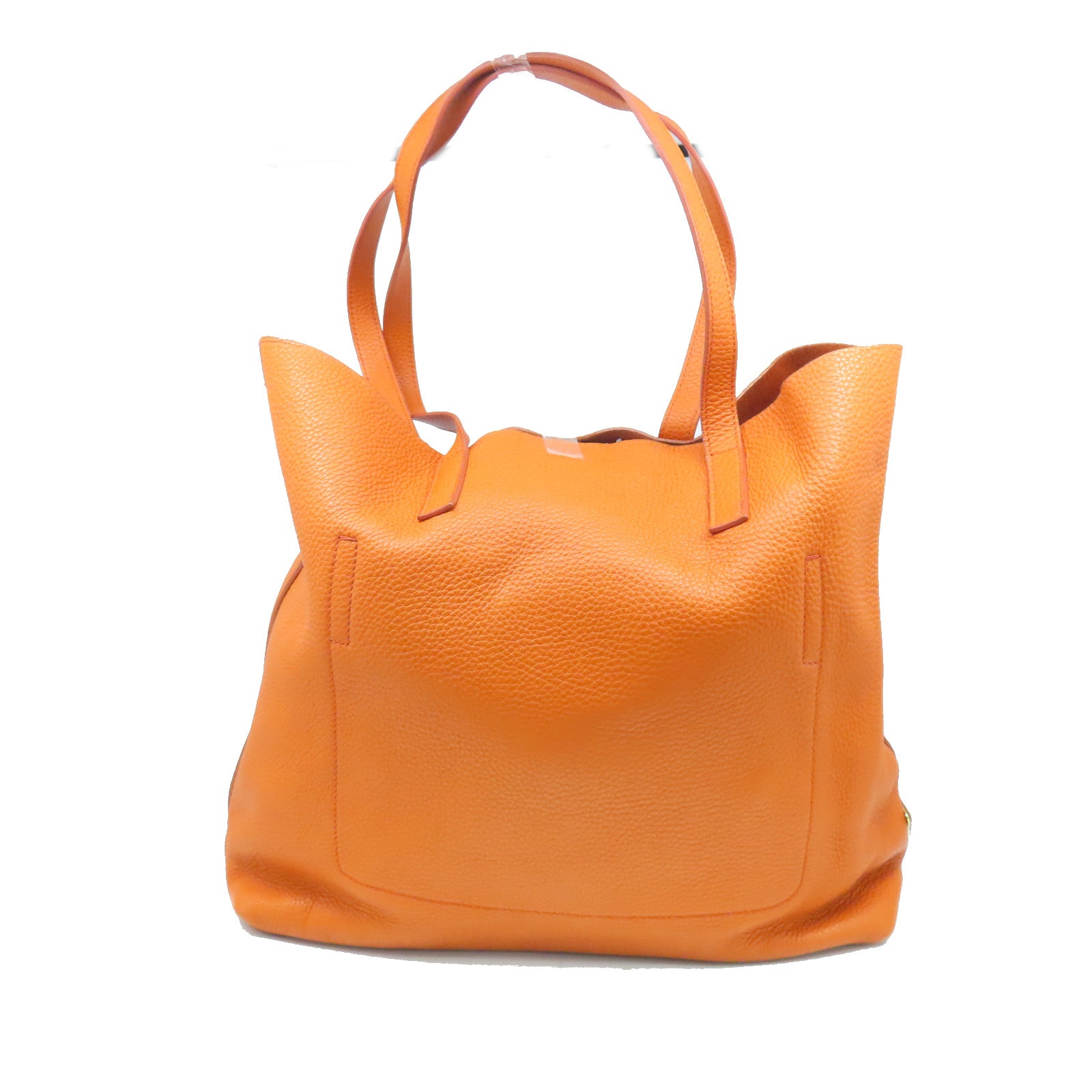 PRADA cowhide leather Tote Bag gold buckle handle bag orange