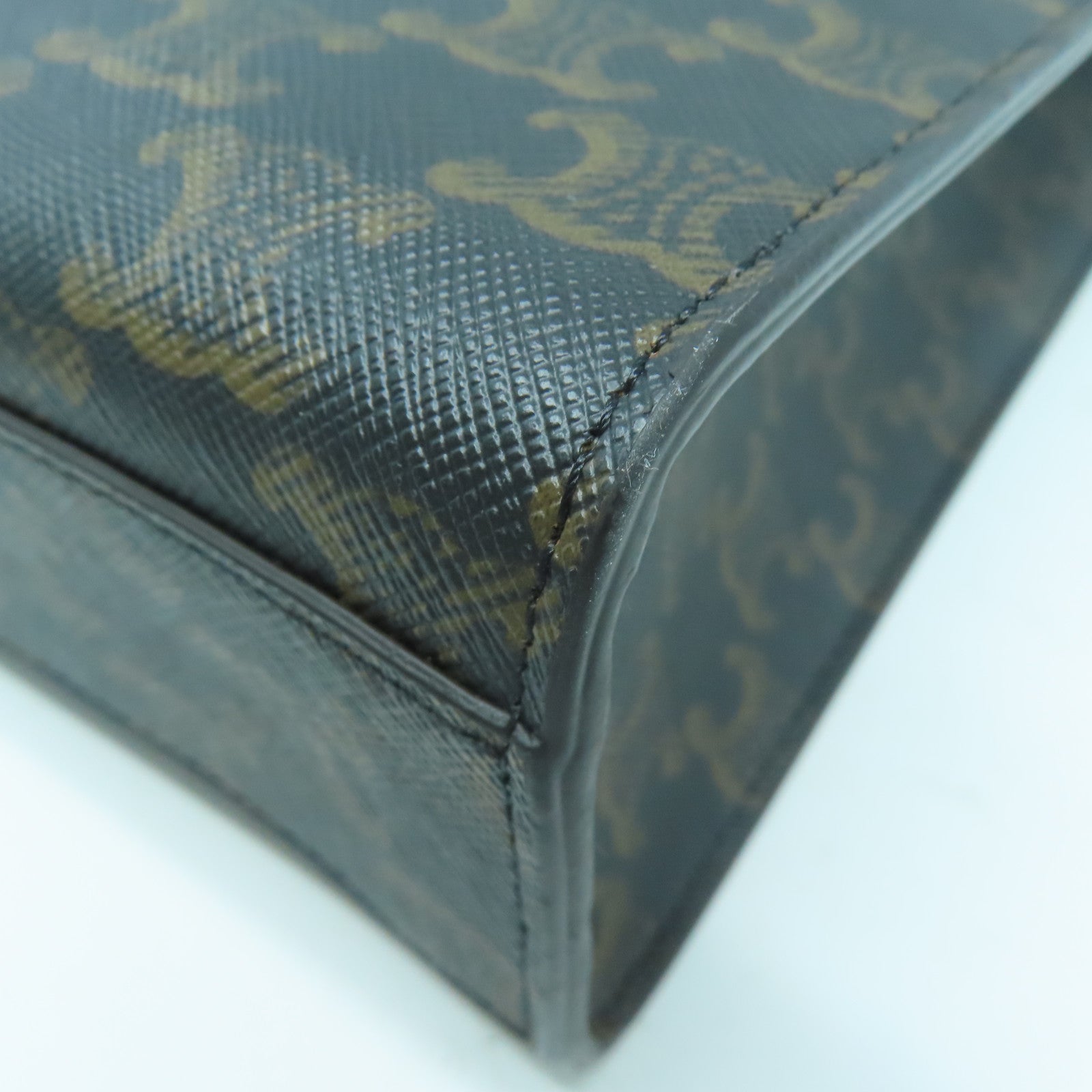 CELINE 塗層帆布2 Way Shoulder金扣手挽肩背兩用袋啡色