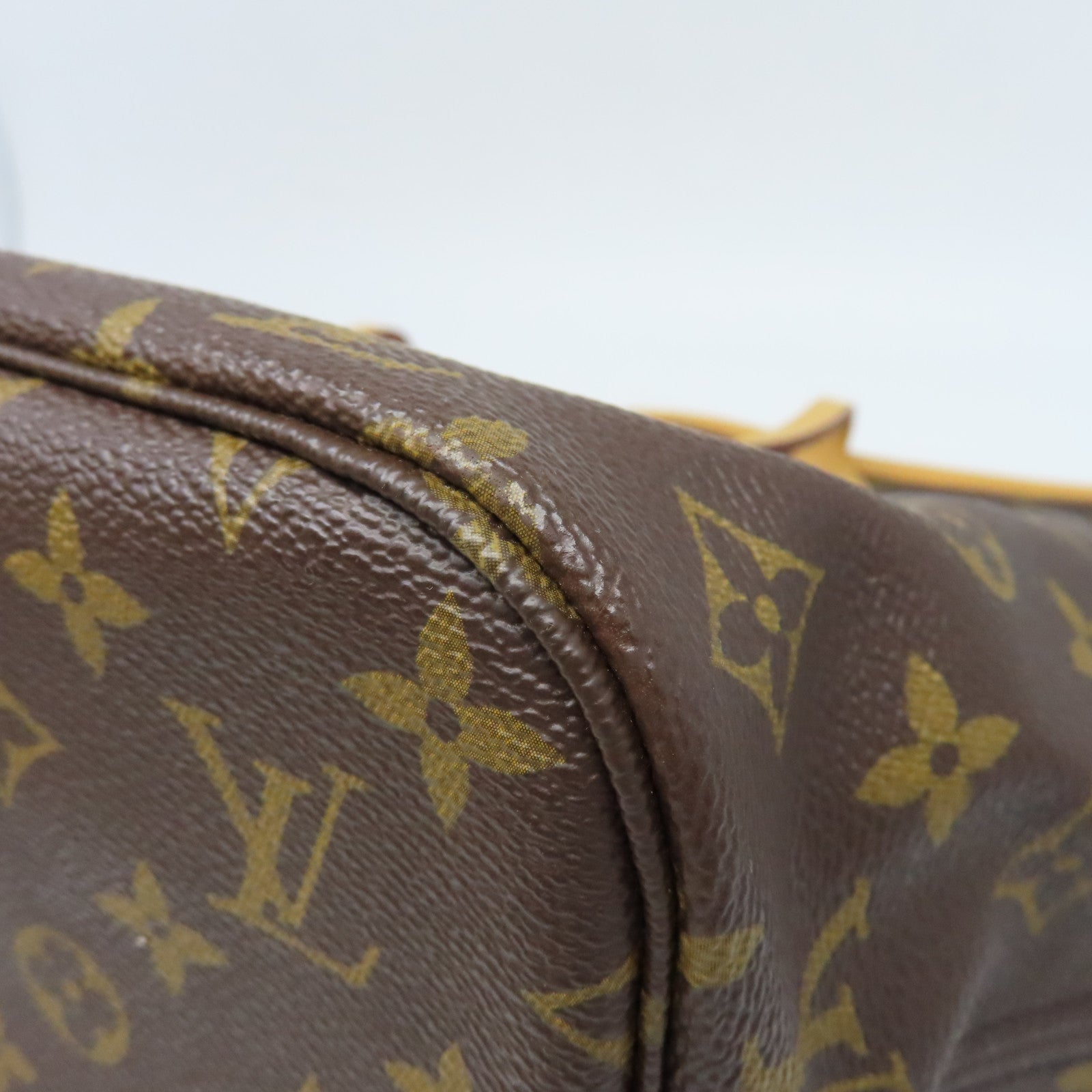LOUIS VUITTON Monogram Neverfull金扣手挽袋棕色