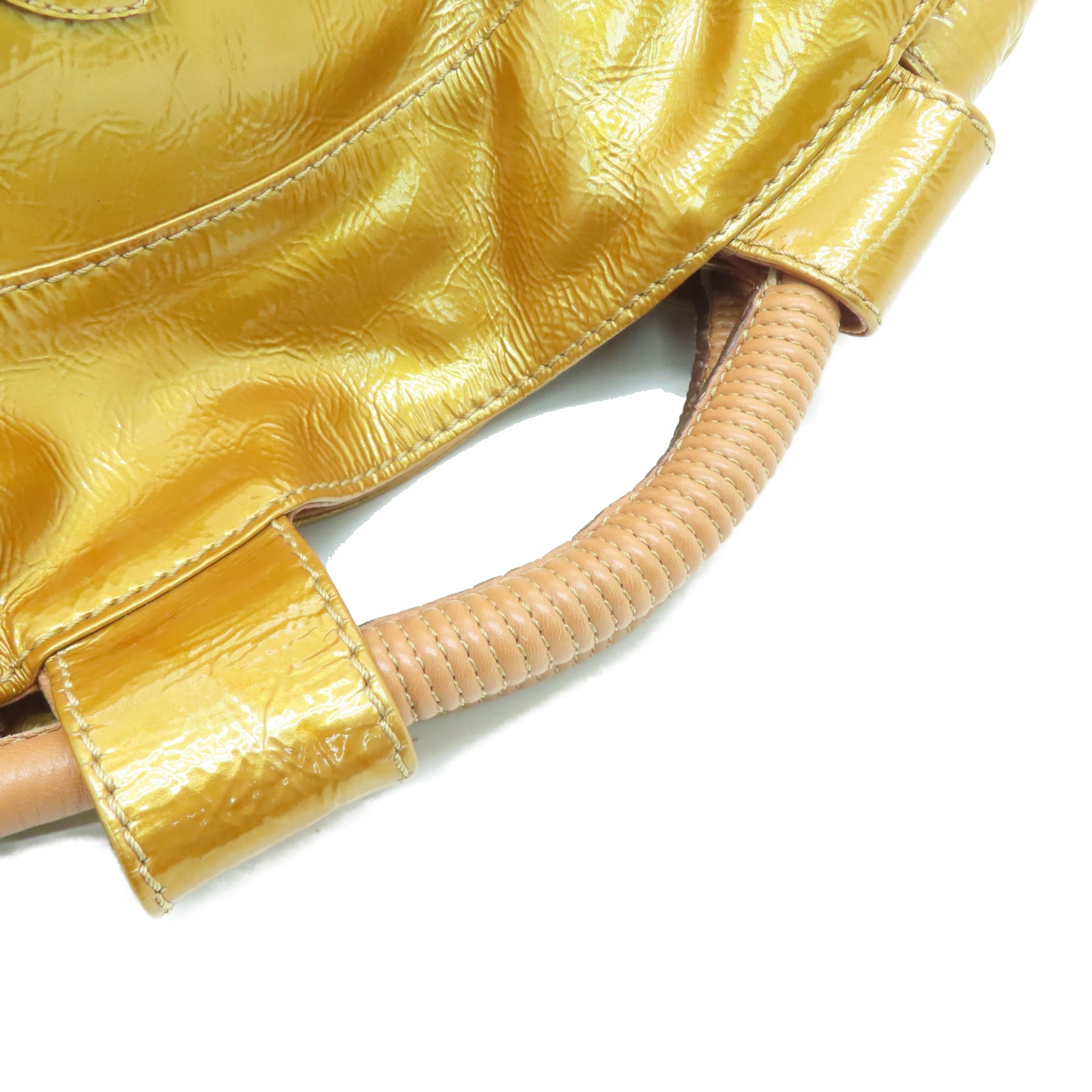 LOEWE 漆皮皮革Hand Bag金扣手挽袋金色