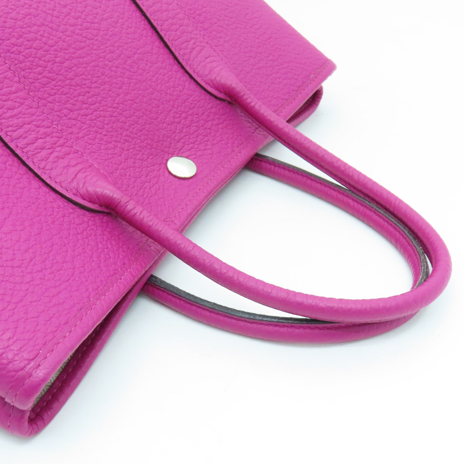 HERMES Negonda皮革Garden Party TPM银扣手挽袋Rose Purple紫色