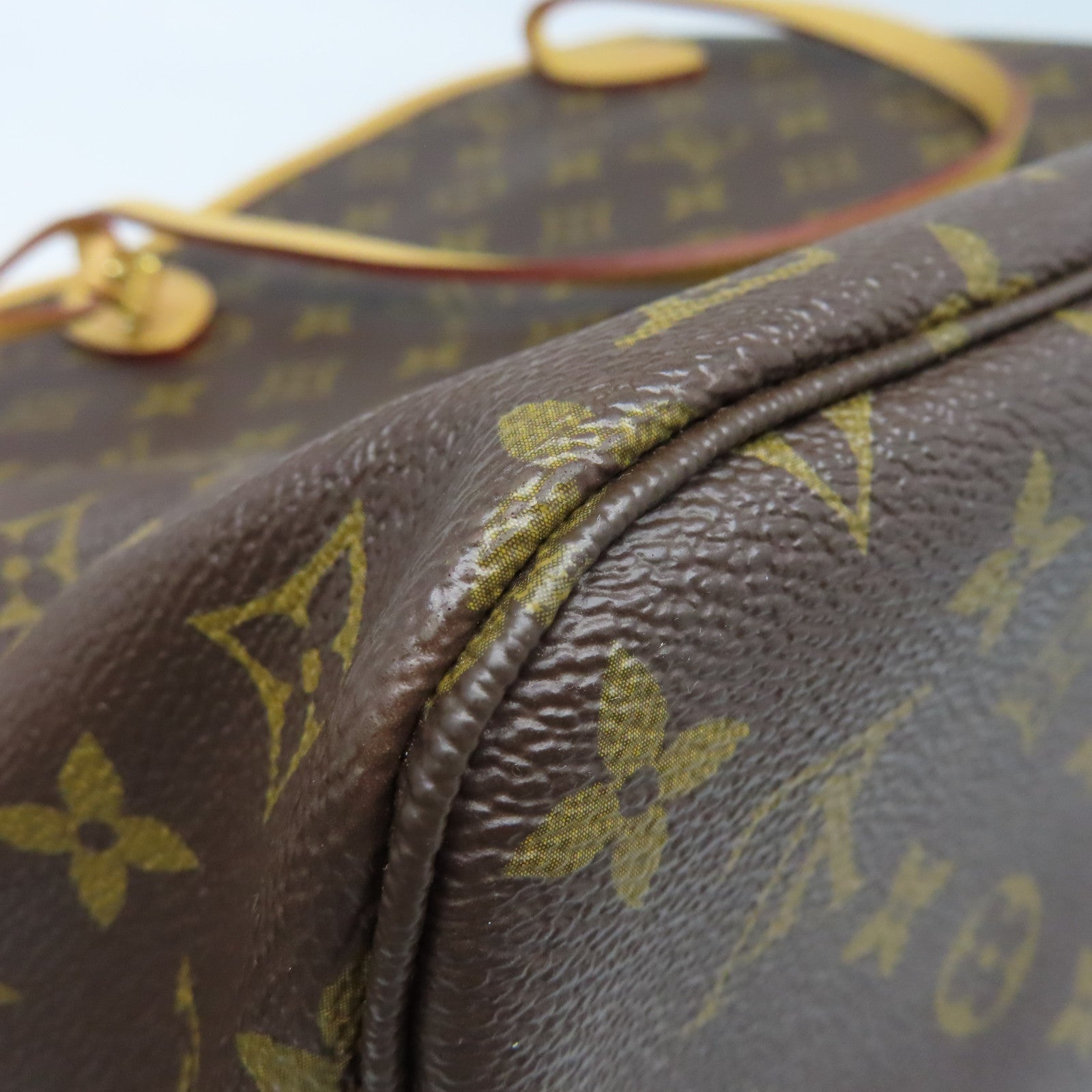 LOUIS VUITTON Monogram Neverfull金扣手挽袋棕色