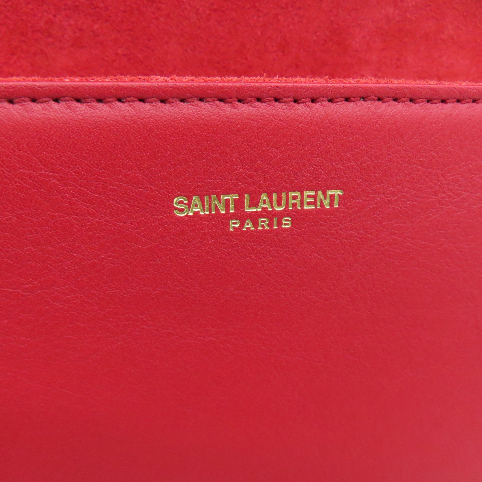 YVES SAINT LAURENT 牛皮皮革Clutch金扣手拿包红色