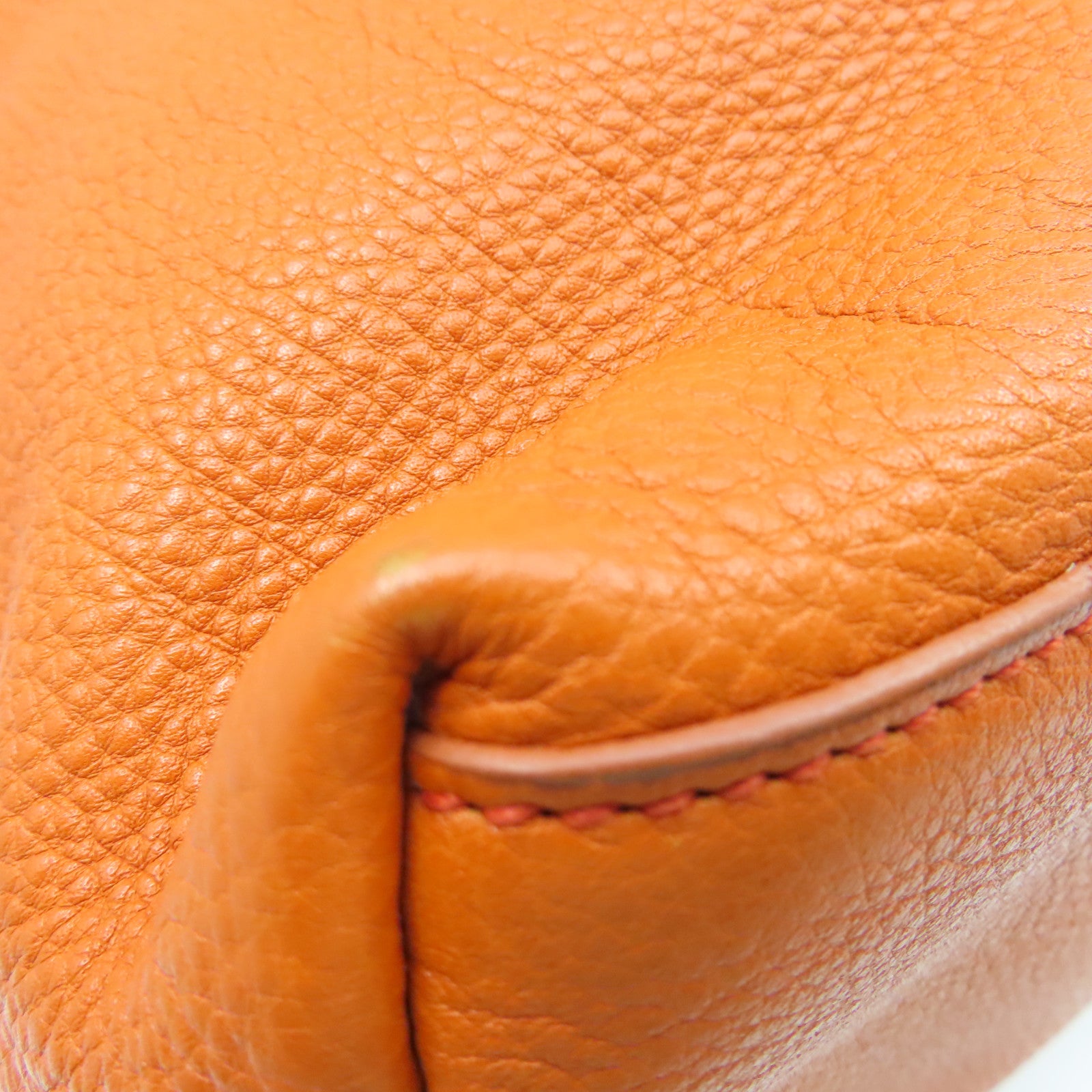 PRADA cowhide leather Tote Bag gold buckle handle bag orange