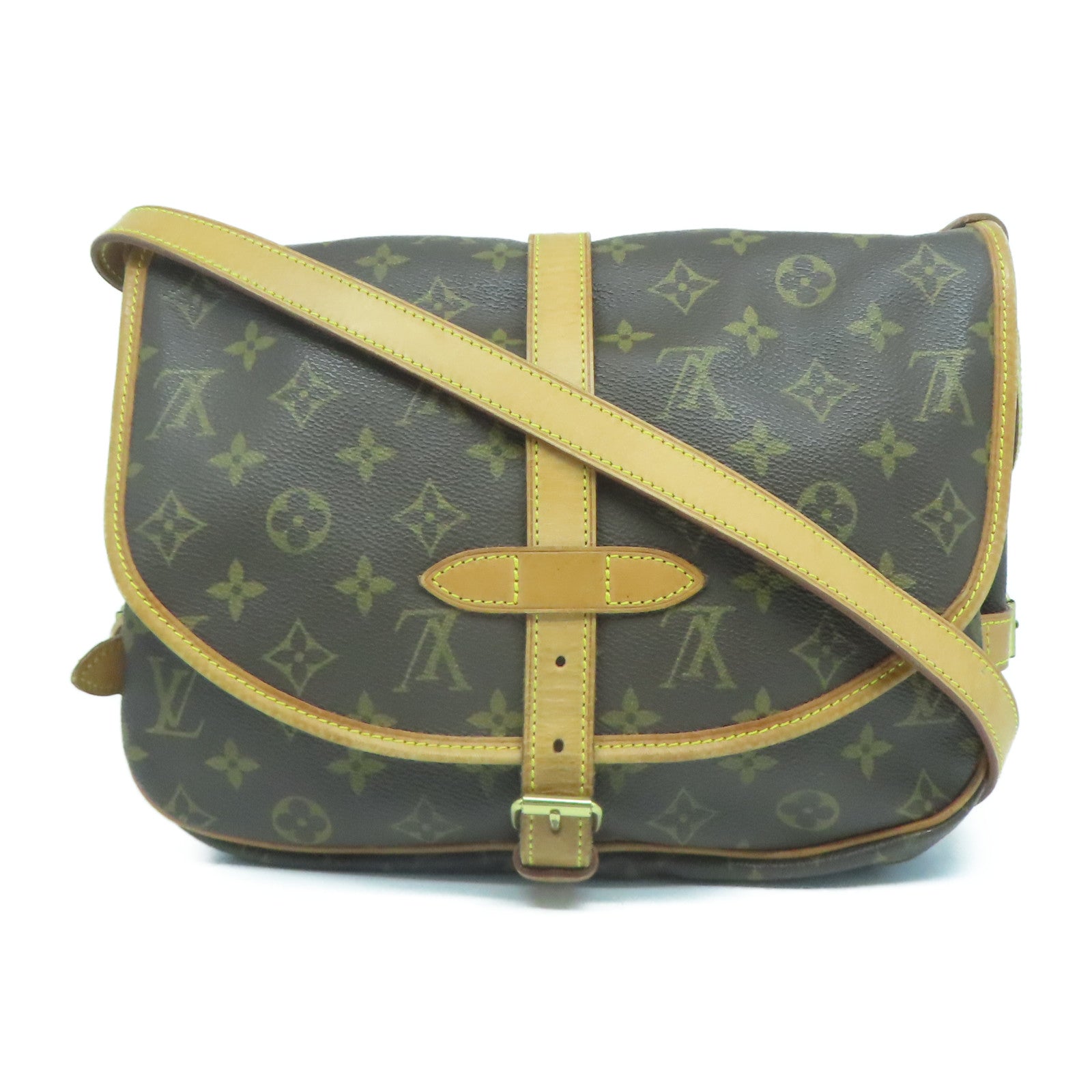 LOUIS VUITTON Monogram Saumur 30金扣肩背袋啡色
