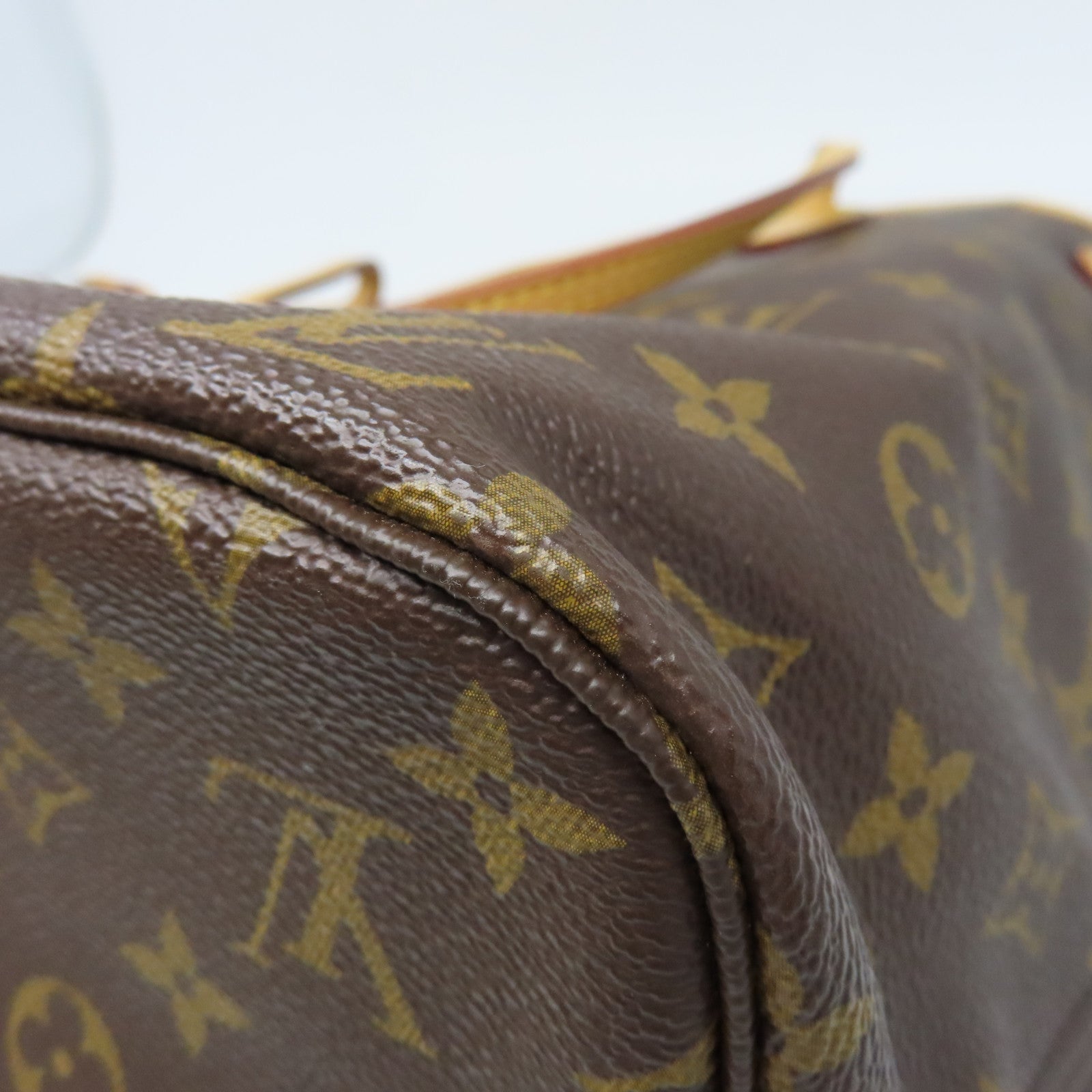 LOUIS VUITTON Monogram Neverfull金扣手挽袋棕色