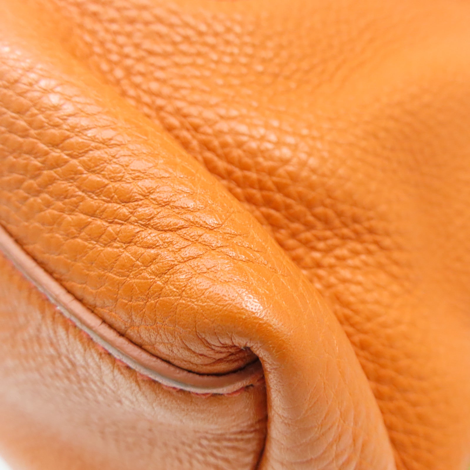 PRADA cowhide leather Tote Bag gold buckle handle bag orange
