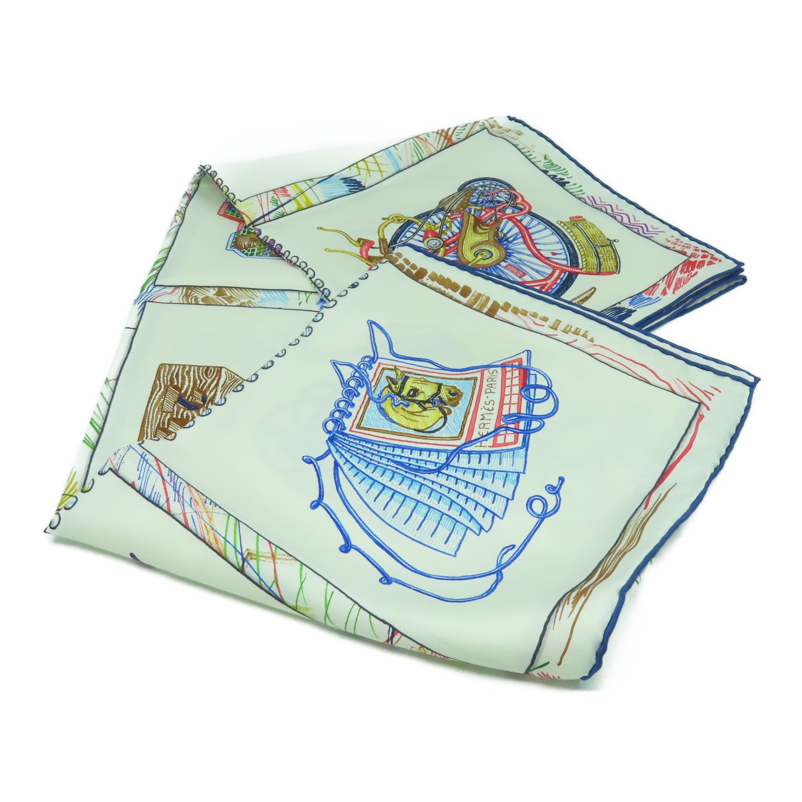 HERMES 絲質Scarf 90x90絲巾米色