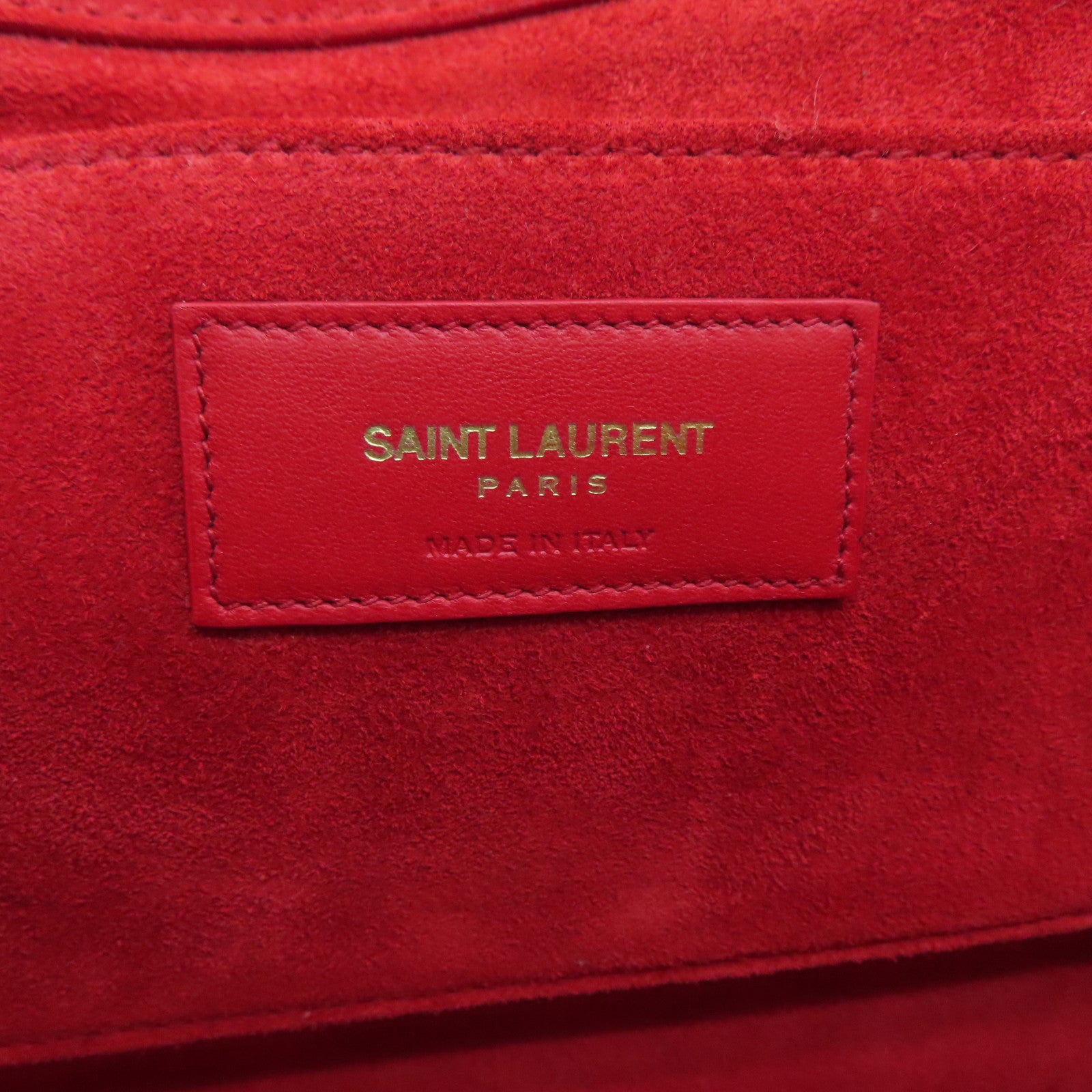 YVES SAINT LAURENT 牛皮皮革Clutch金扣手拿包红色