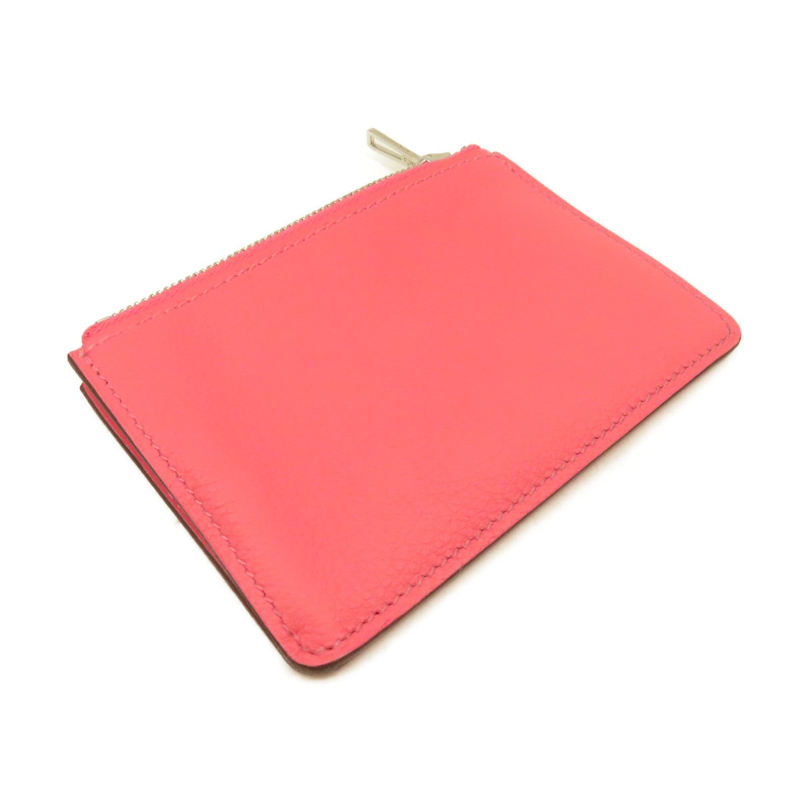 HERMES Evercolor皮革Roulis Slim Pouch銀扣錢包/手拿包Rose Azalee杜鵑粉色