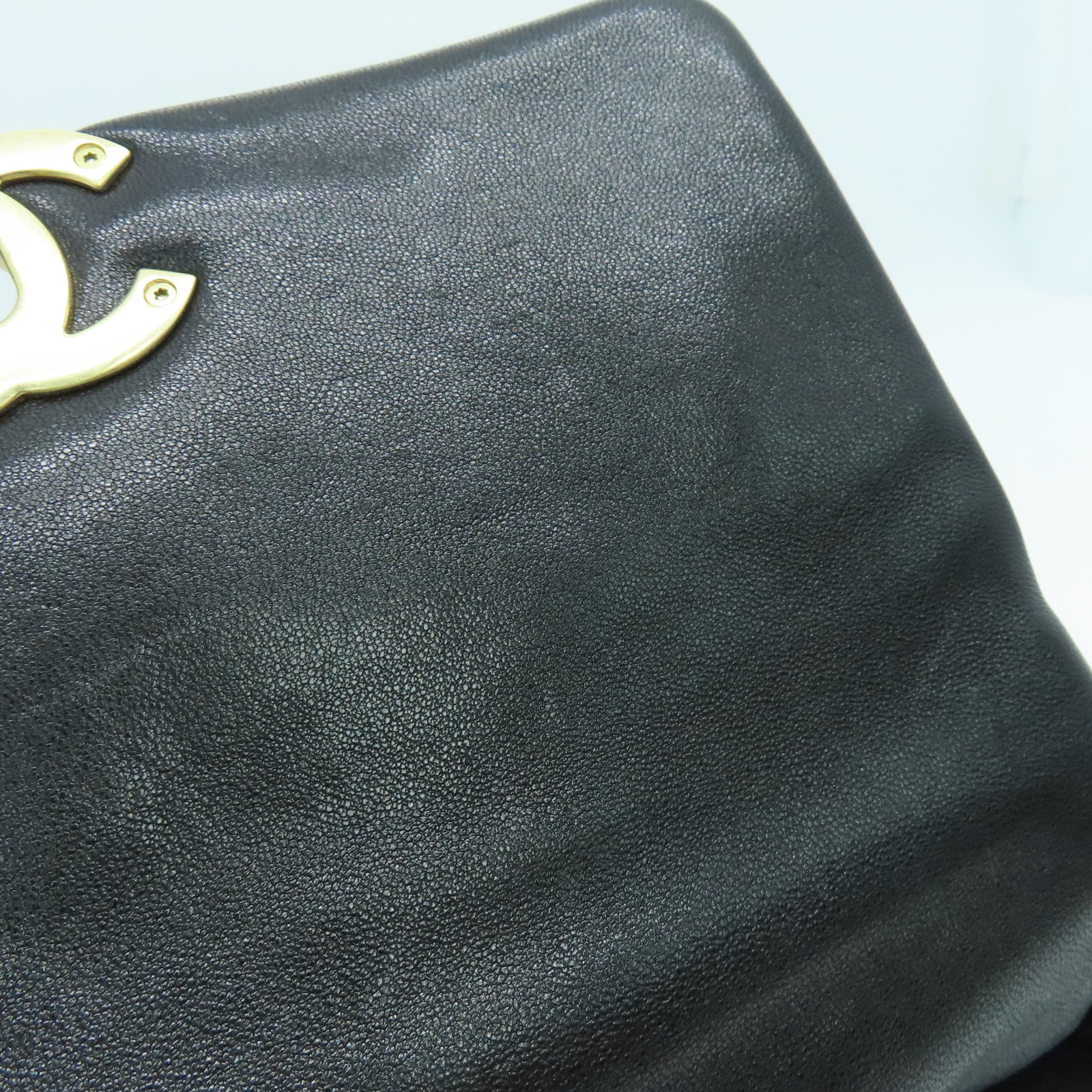 CHANEL 菱格羊皮皮革Chain Shoulder金扣手挽肩背两用袋黑色