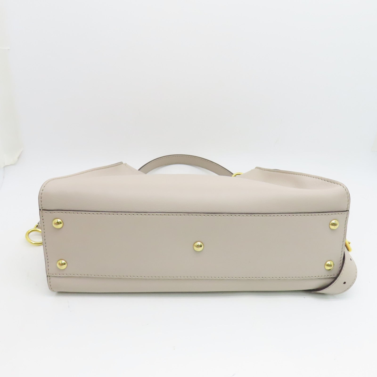 FENDI 【激減優惠】牛皮皮革Peekaboo金扣手挽肩背兩用袋米色