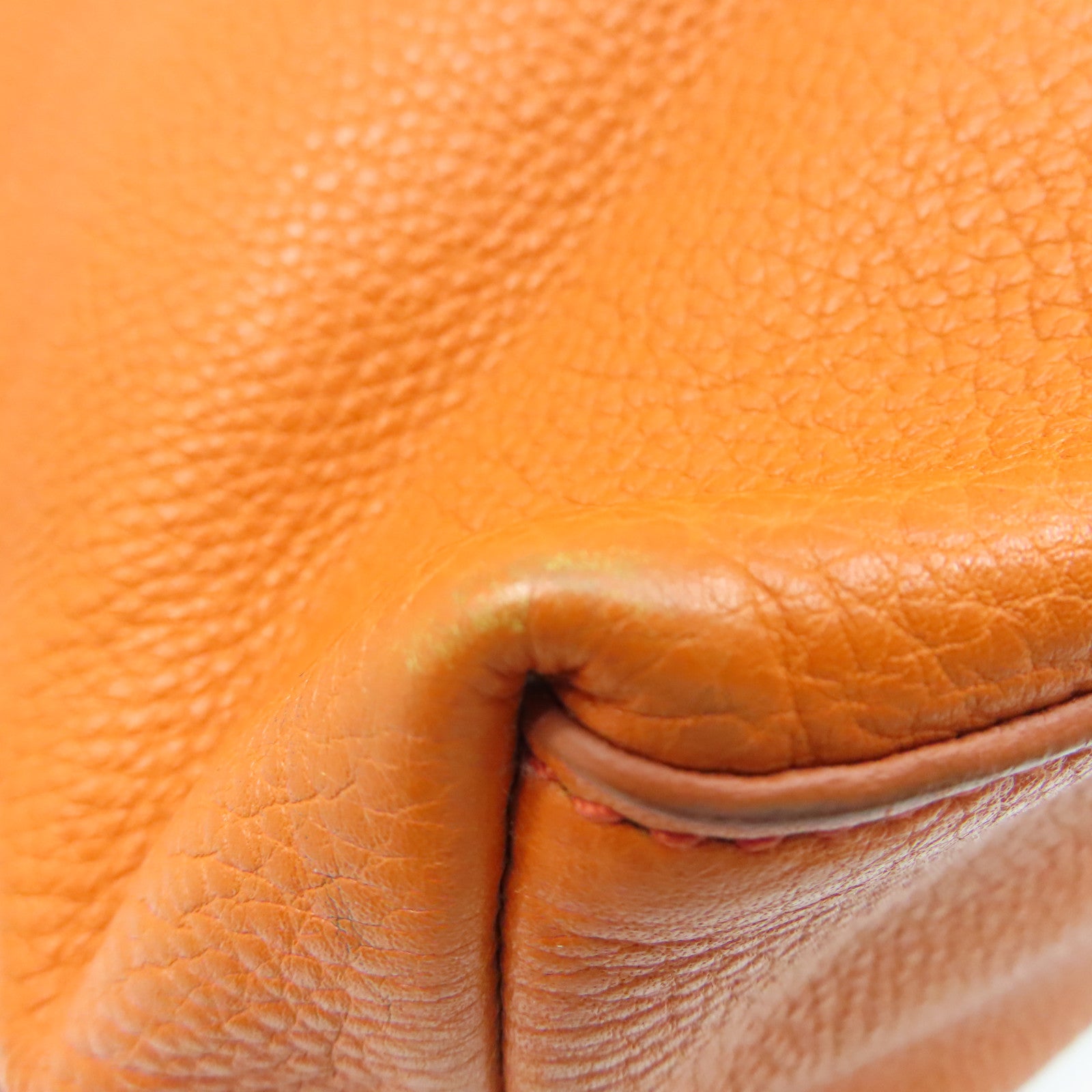 PRADA cowhide leather Tote Bag gold buckle handle bag orange