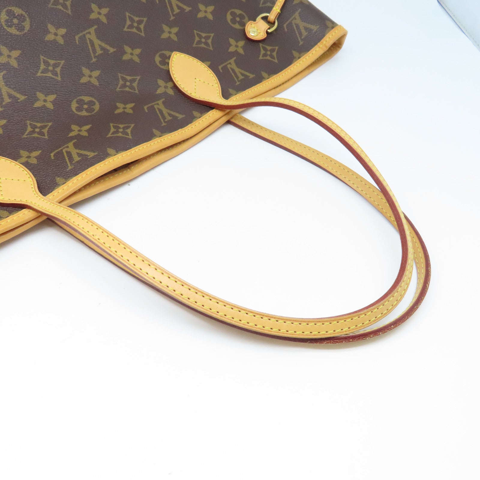 LOUIS VUITTON Monogram Neverfull金扣手挽袋棕色
