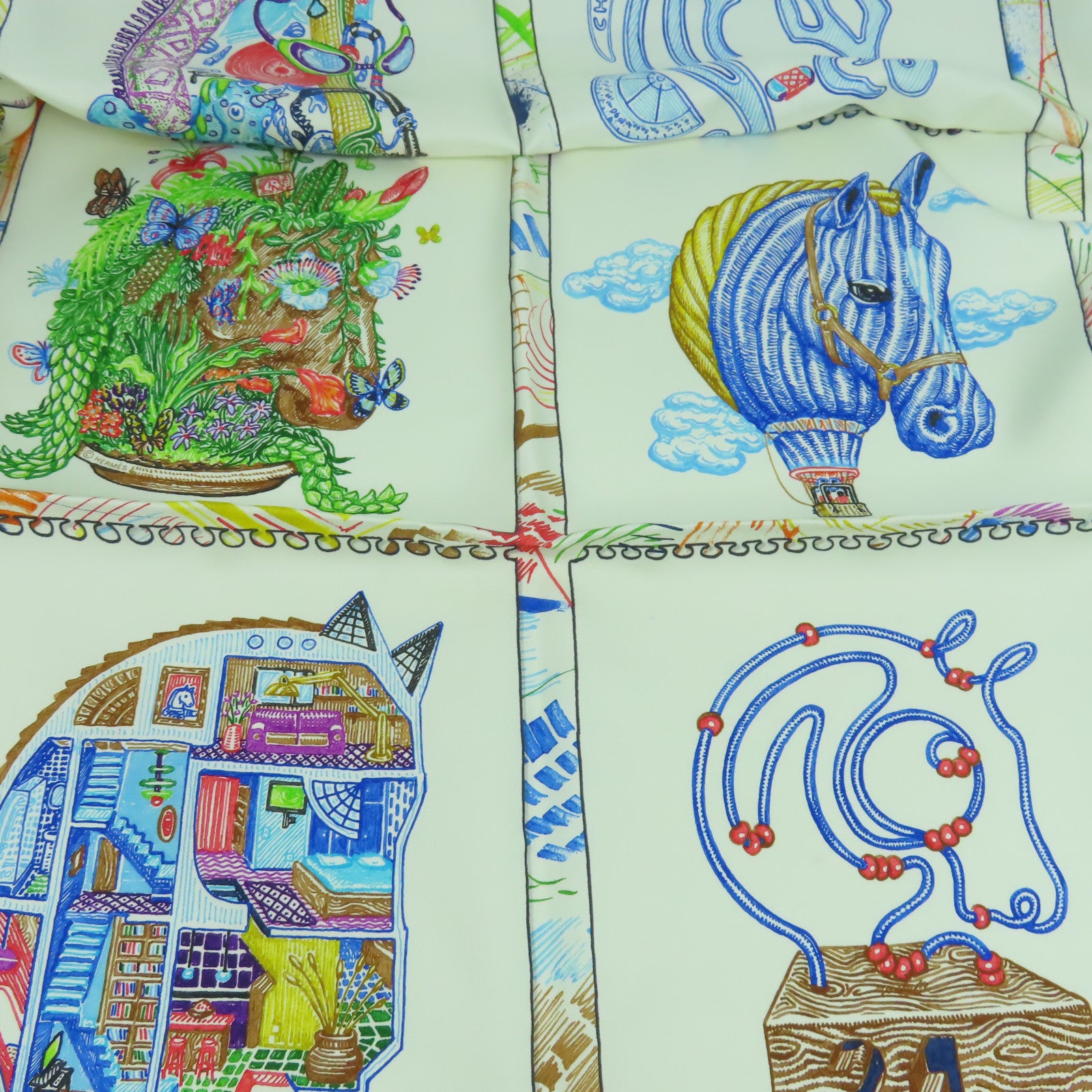 HERMES 絲質Scarf 90x90絲巾米色