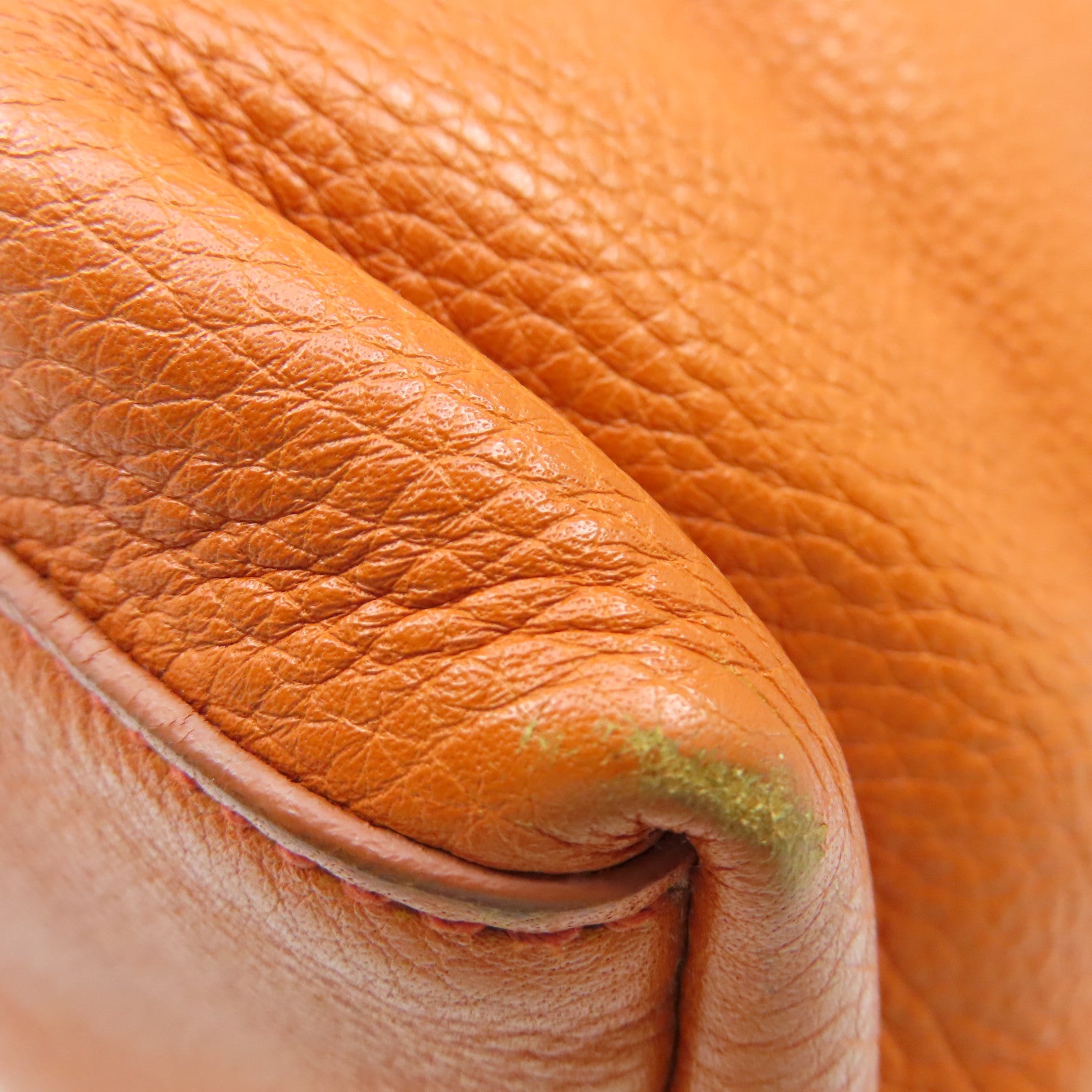 PRADA cowhide leather Tote Bag gold buckle handle bag orange