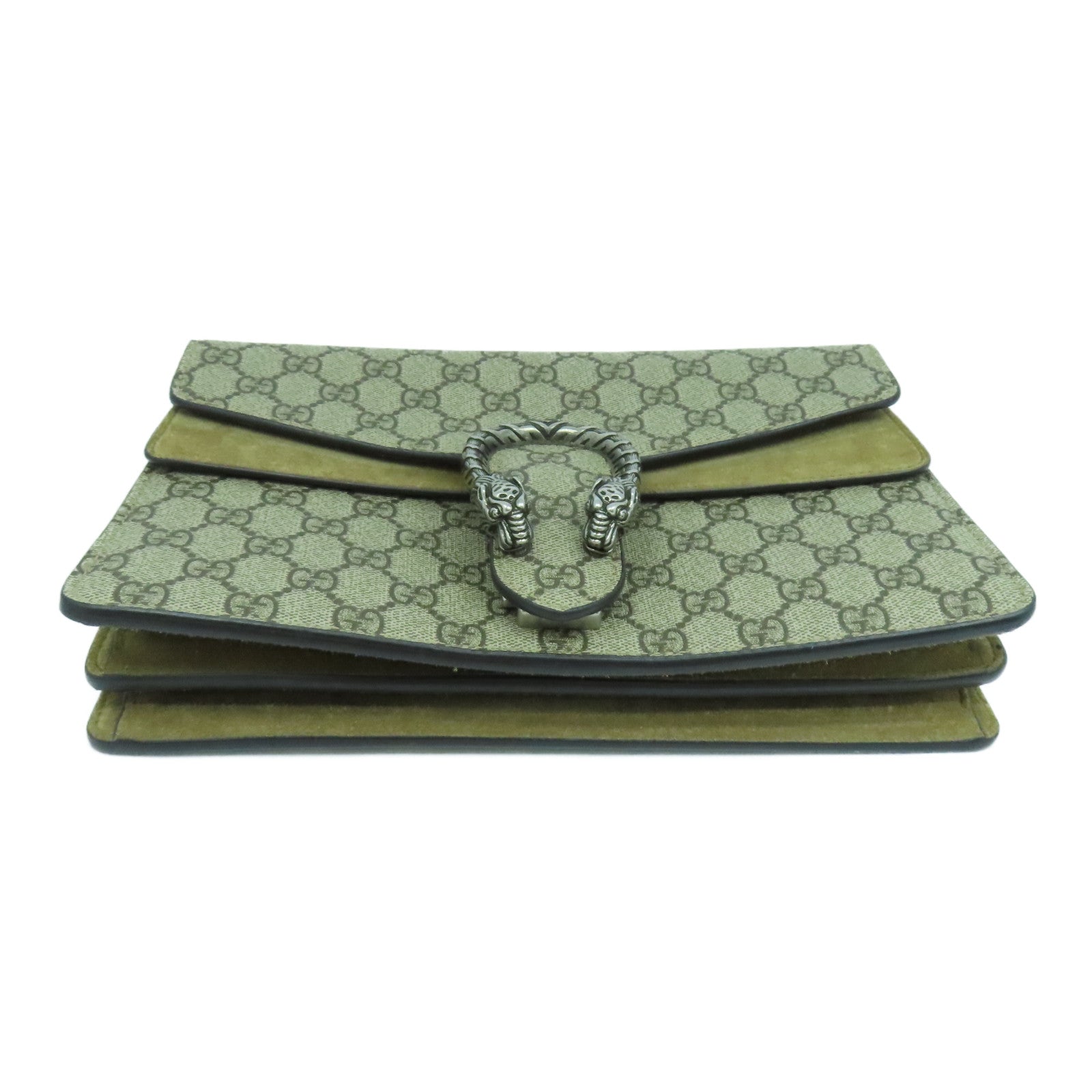 GUCCI 涂层帆布Dionysus GG银扣肩背袋啡色