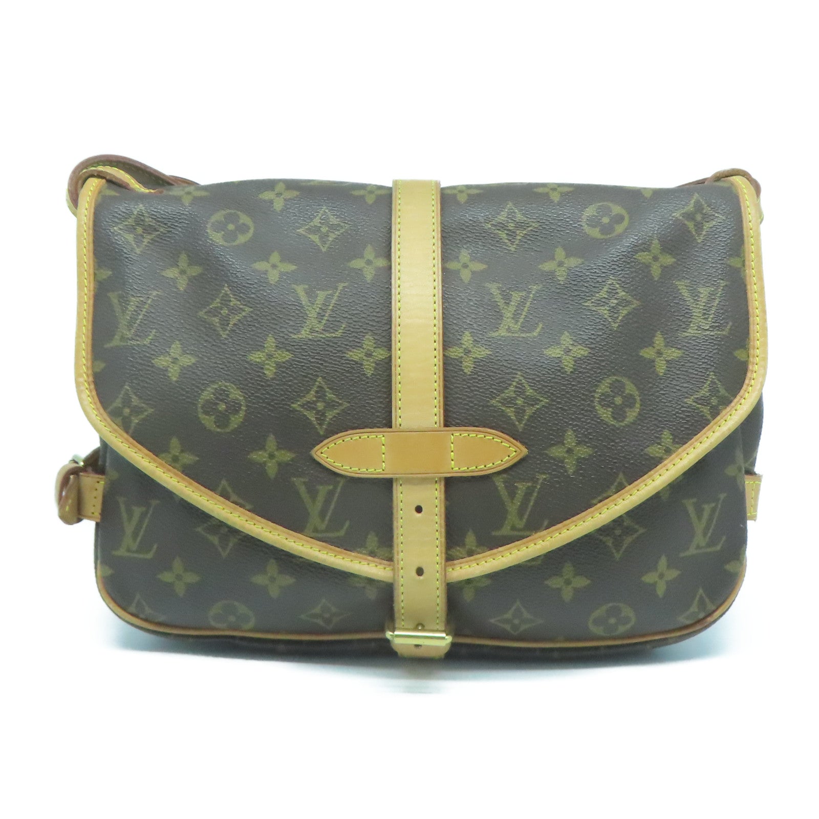 LOUIS VUITTON Monogram Saumur 30金扣肩背袋啡色