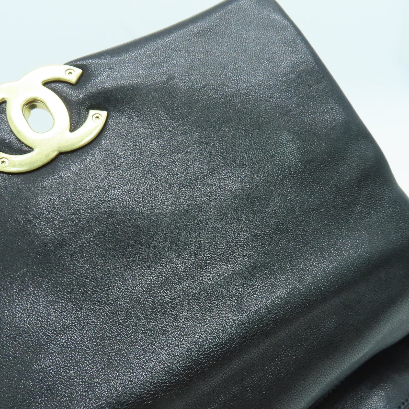 CHANEL 菱格羊皮皮革Chain Shoulder金扣手挽肩背两用袋黑色