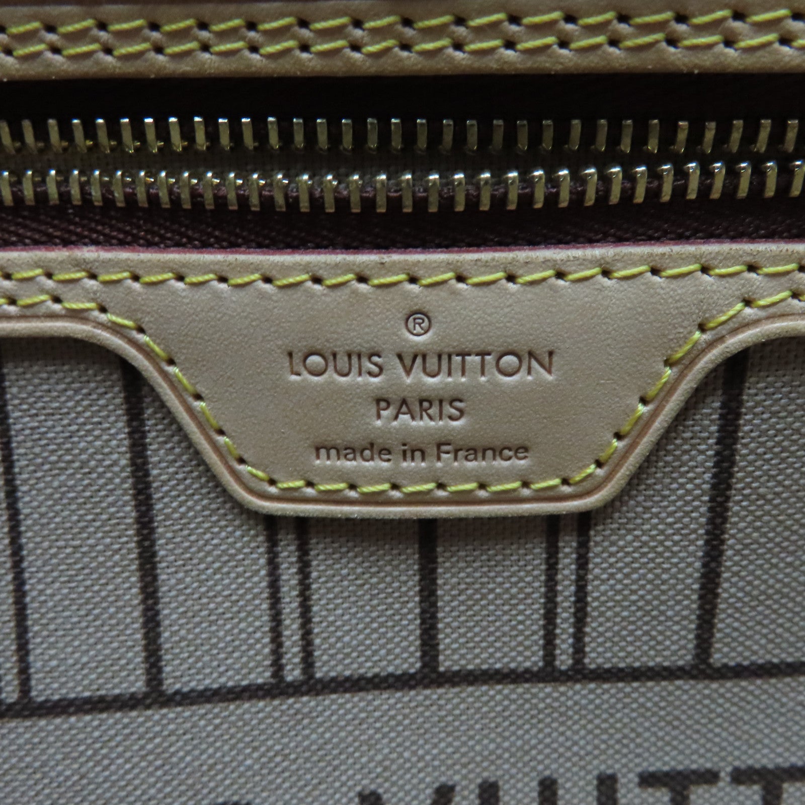 LOUIS VUITTON Monogram Neverfull金扣手挽袋棕色