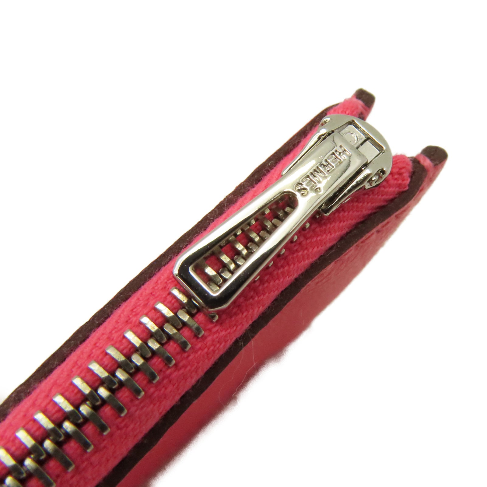 HERMES Evercolor皮革Roulis Slim Pouch銀扣錢包/手拿包Rose Azalee杜鵑粉色