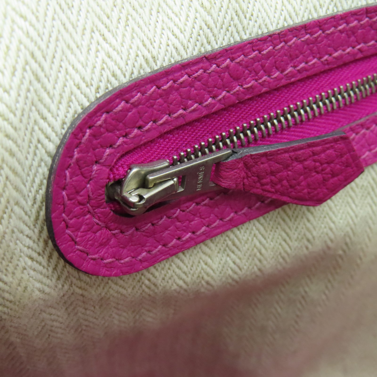 HERMES Negonda皮革Garden Party TPM银扣手挽袋Rose Purple紫色